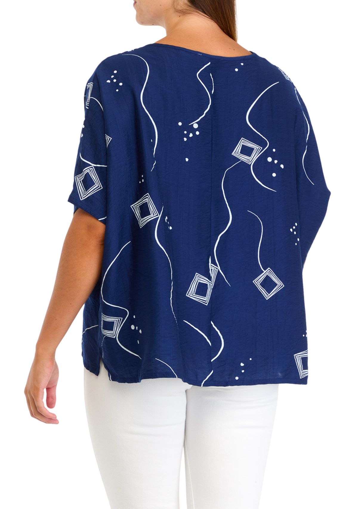 Womens Dolman Sleeve Printed Blouse