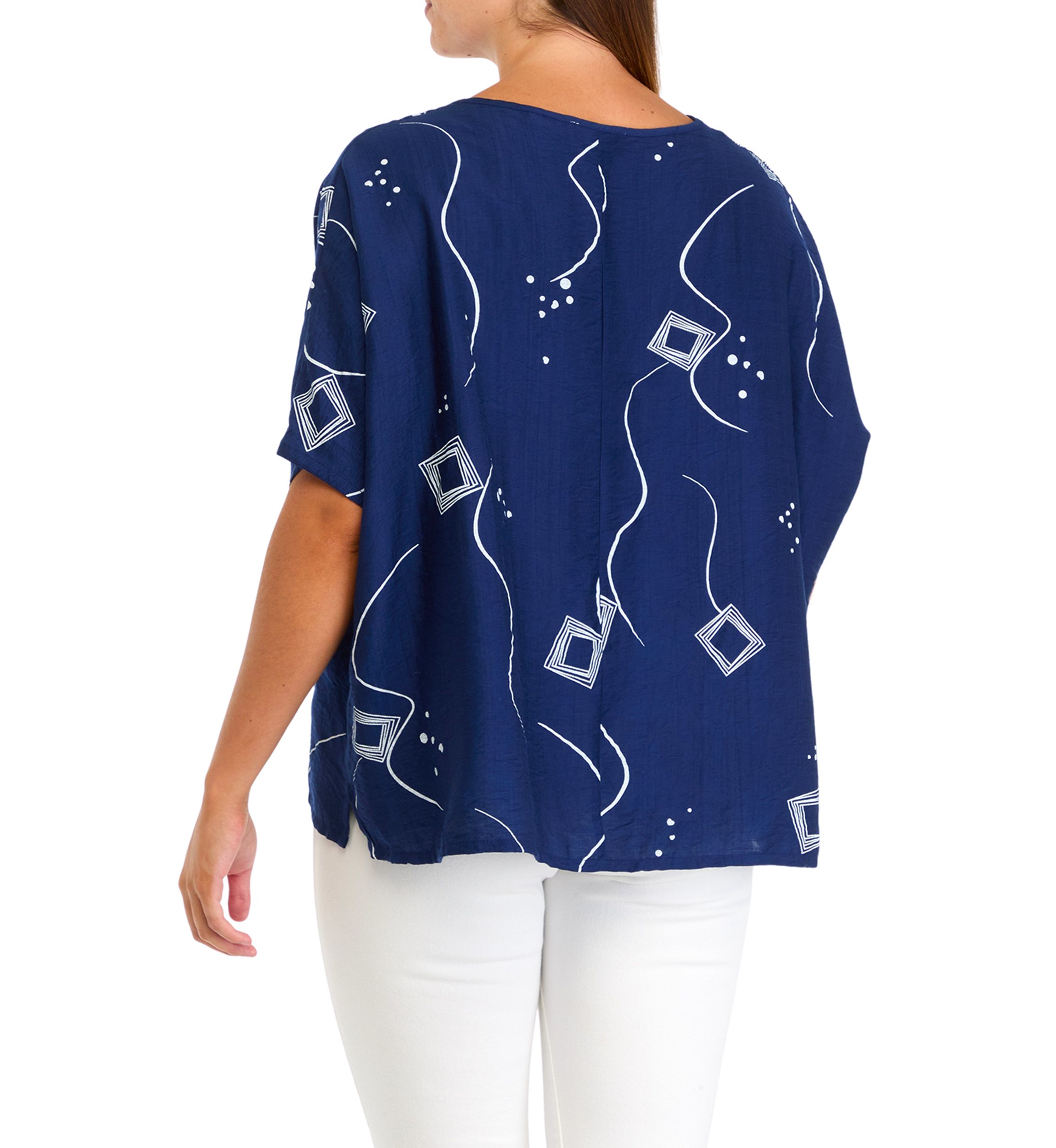 Womens Dolman Sleeve Printed Blouse