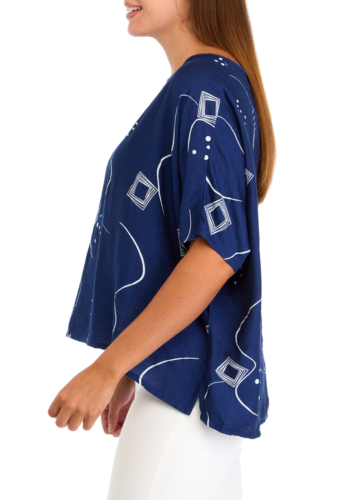 Womens Dolman Sleeve Printed Blouse