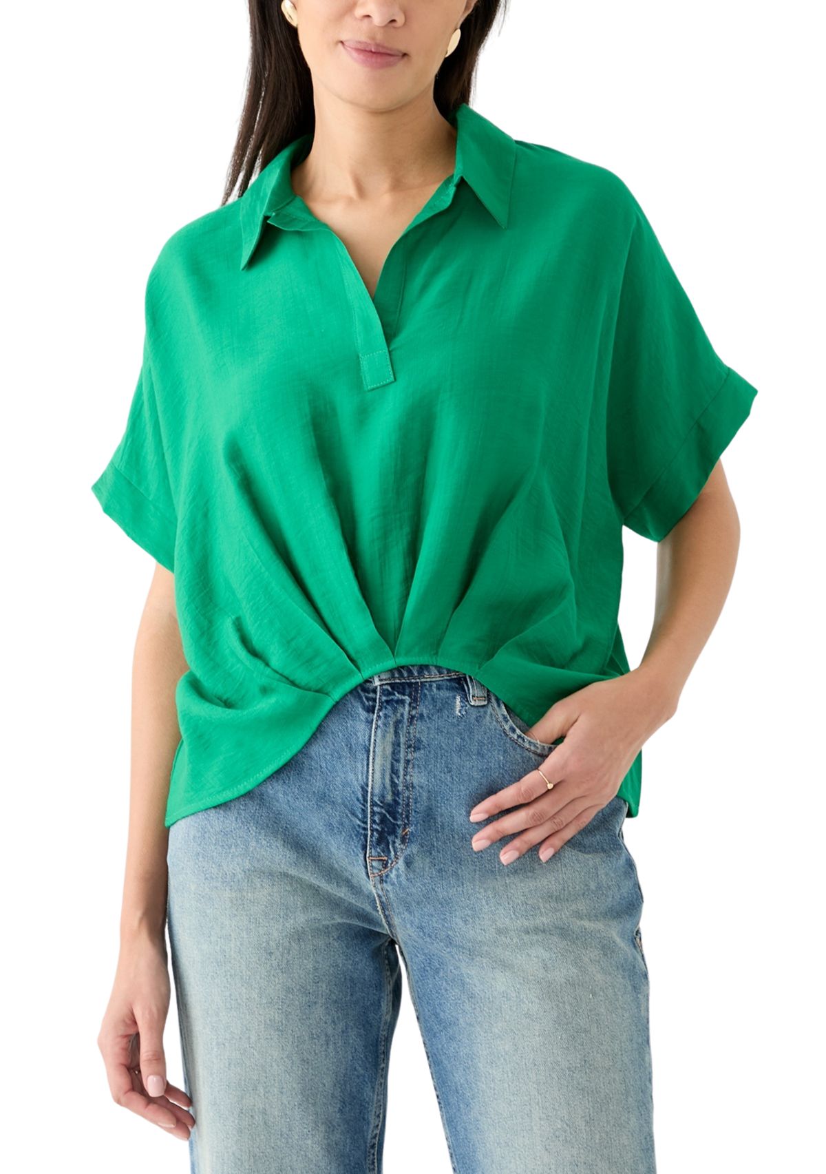 Womens Collared Solid Top