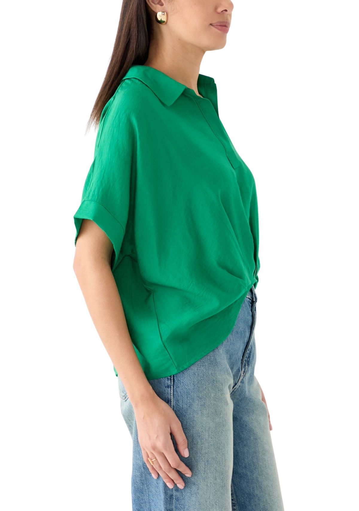 Womens Collared Solid Top