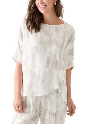 PATRIZIA LUCA Women's Elbow Sleeve Top, White