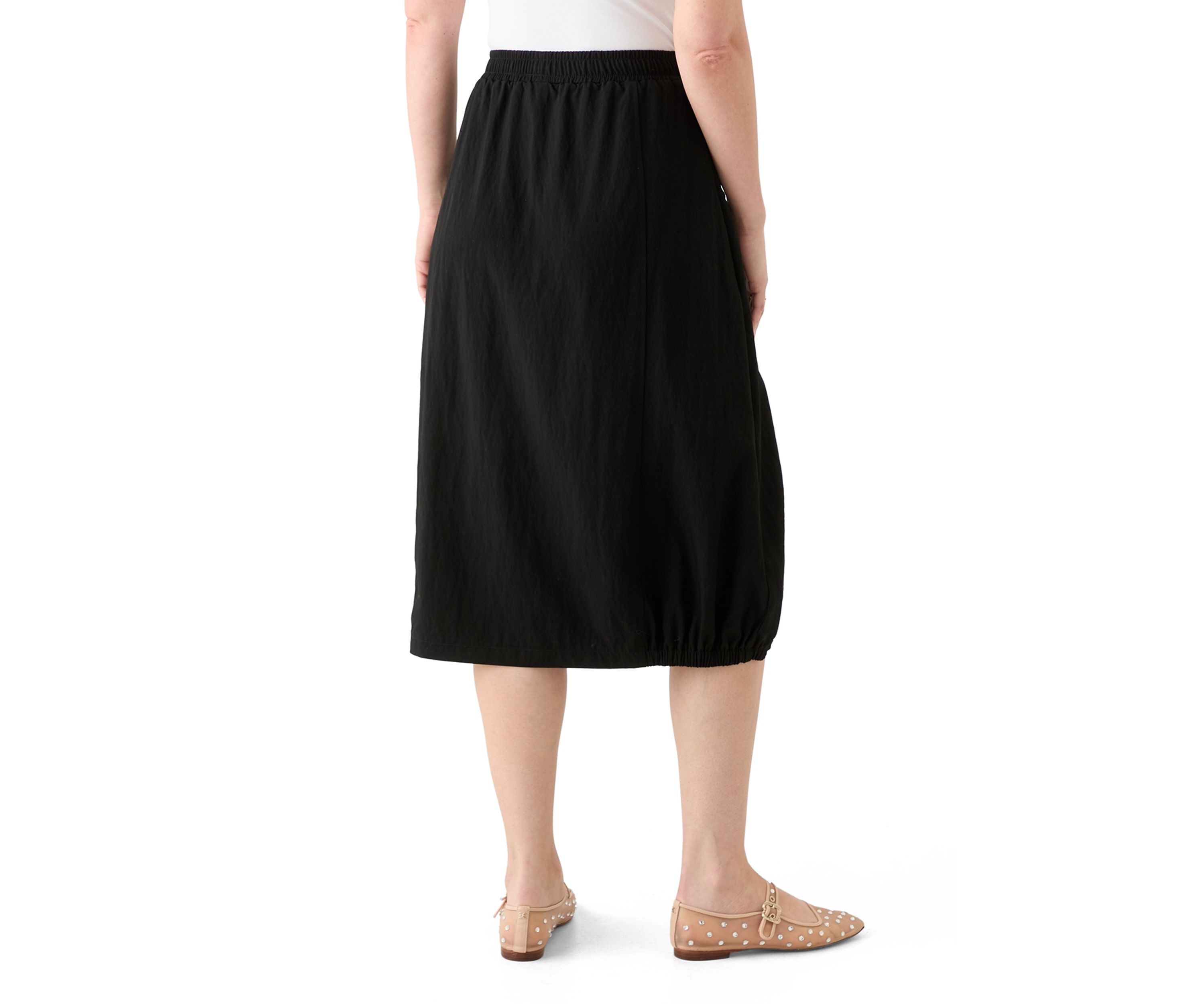 Womens Solid Pull On Midi Skirt