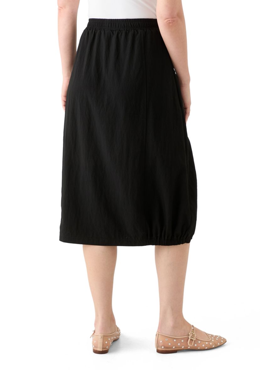 Womens Solid Pull On Midi Skirt