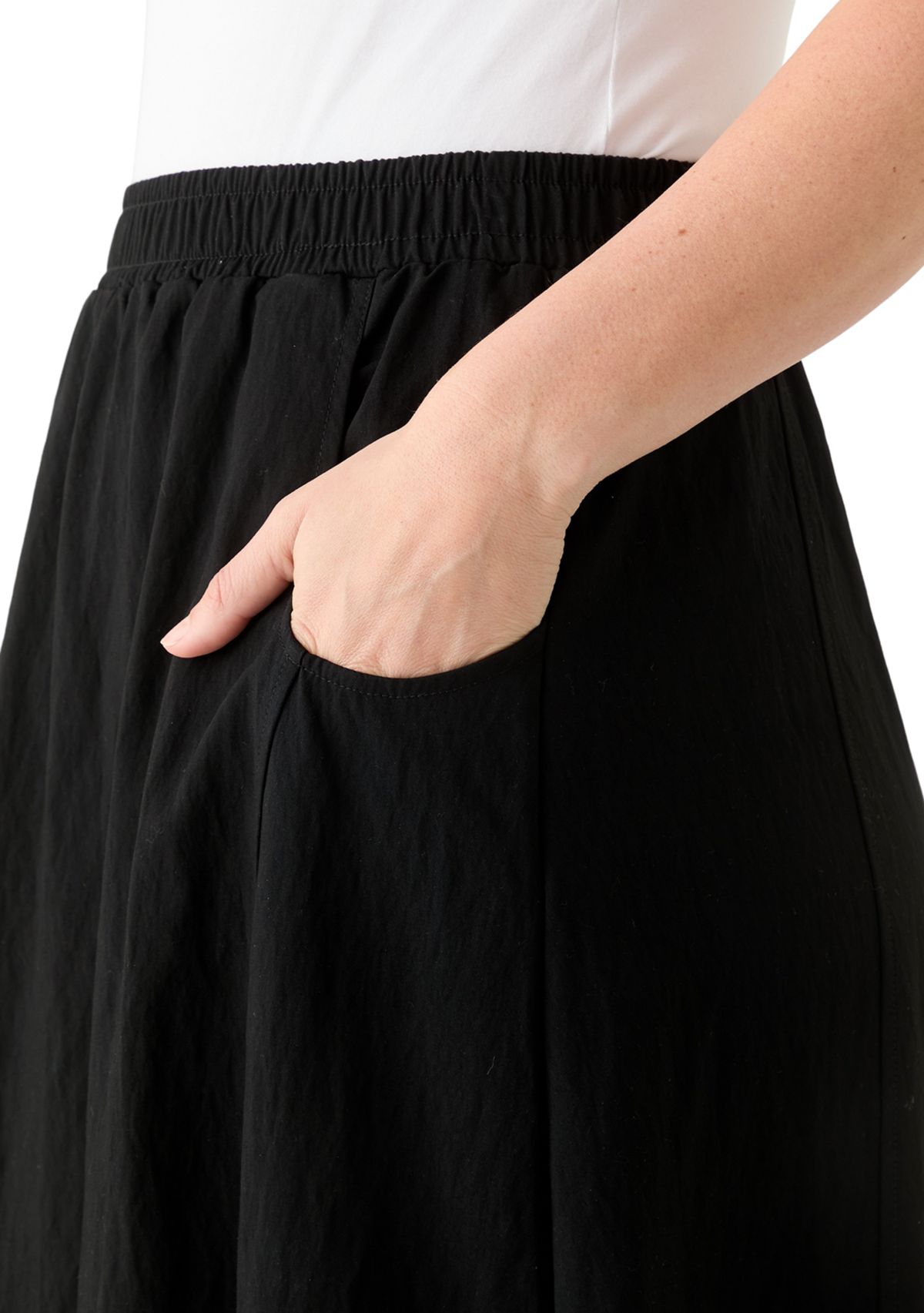 Womens Solid Pull On Midi Skirt