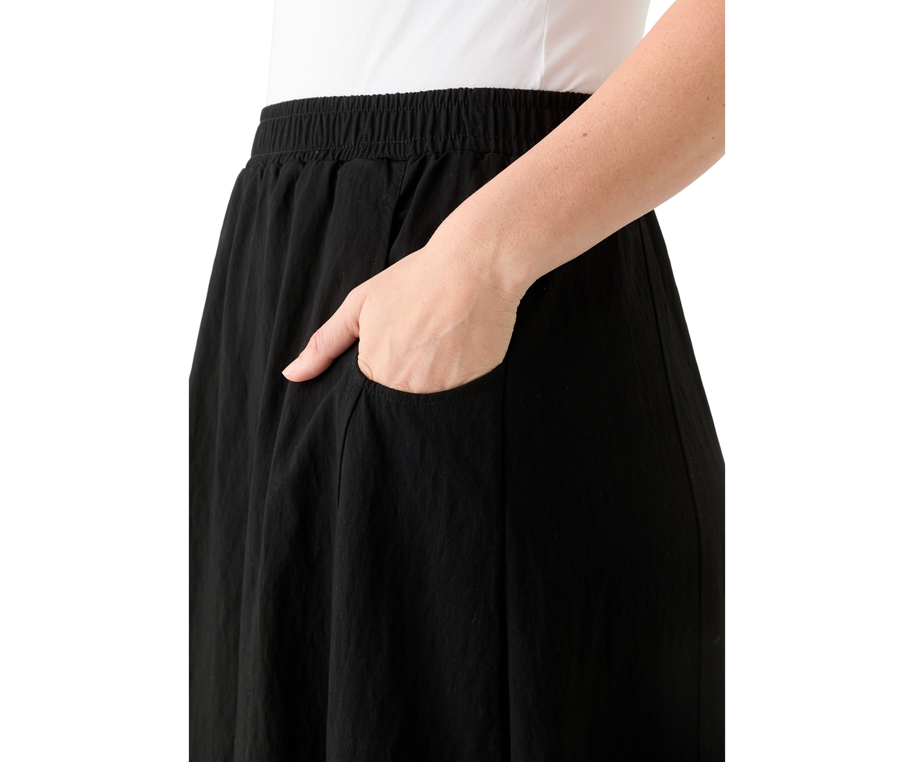 Womens Solid Pull On Midi Skirt