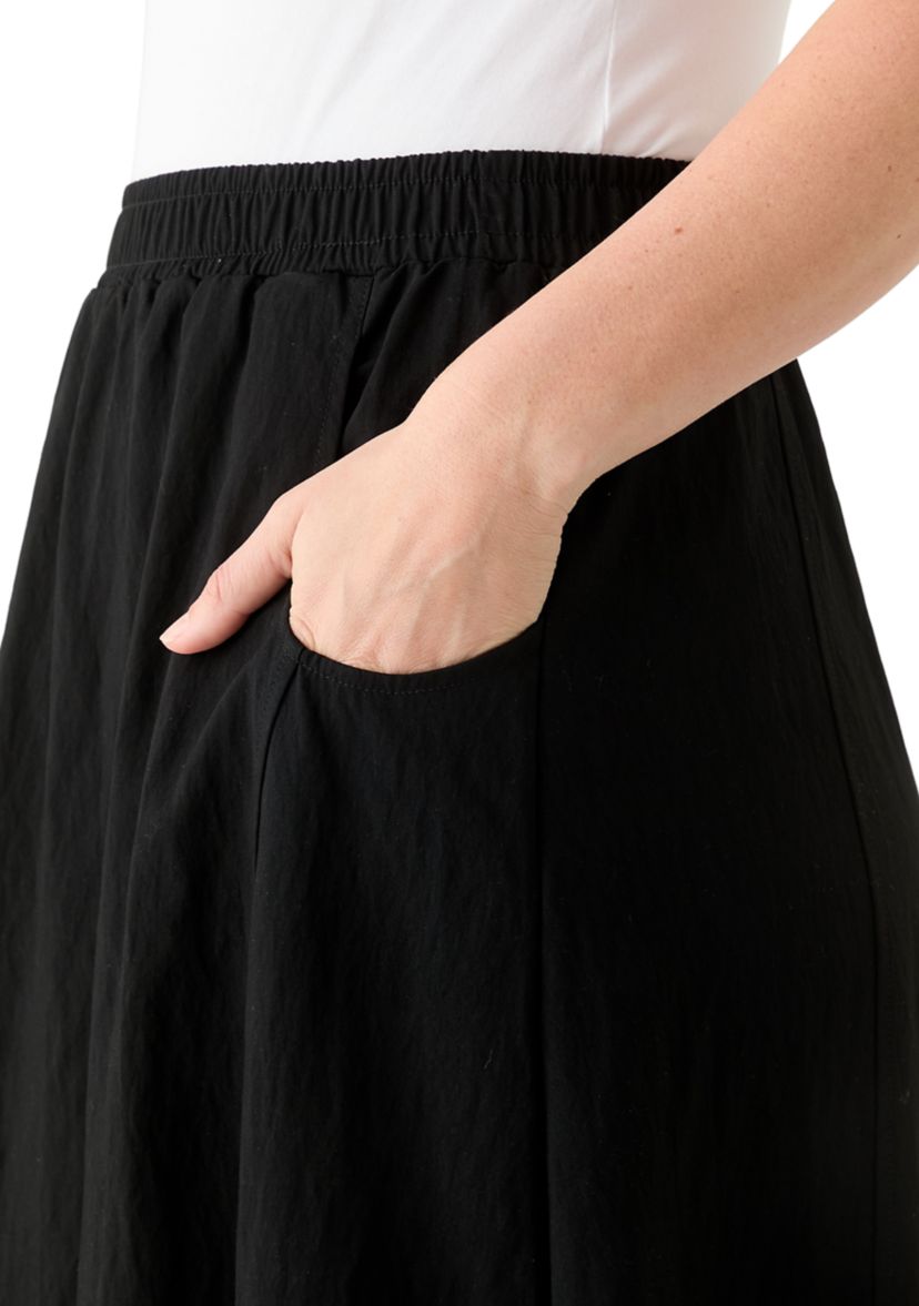 Womens Solid Pull On Midi Skirt