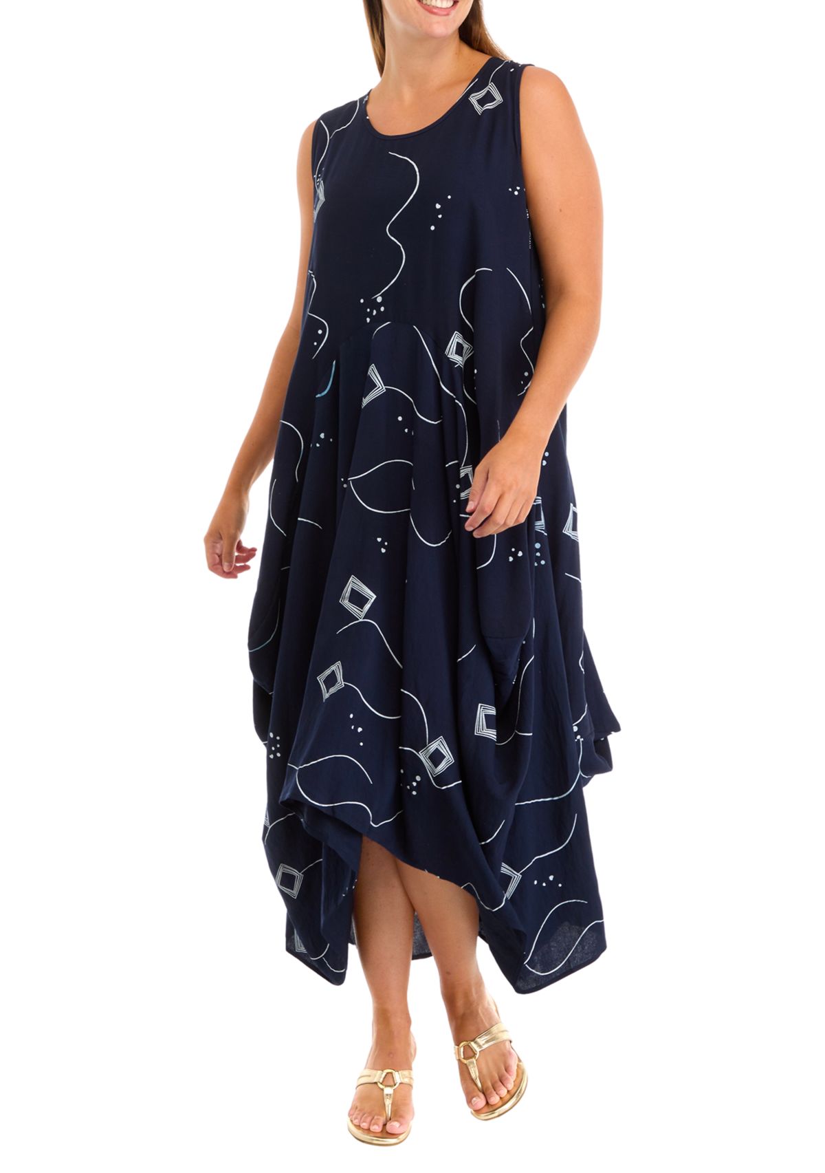 Womens Printed  Gathered Dress
