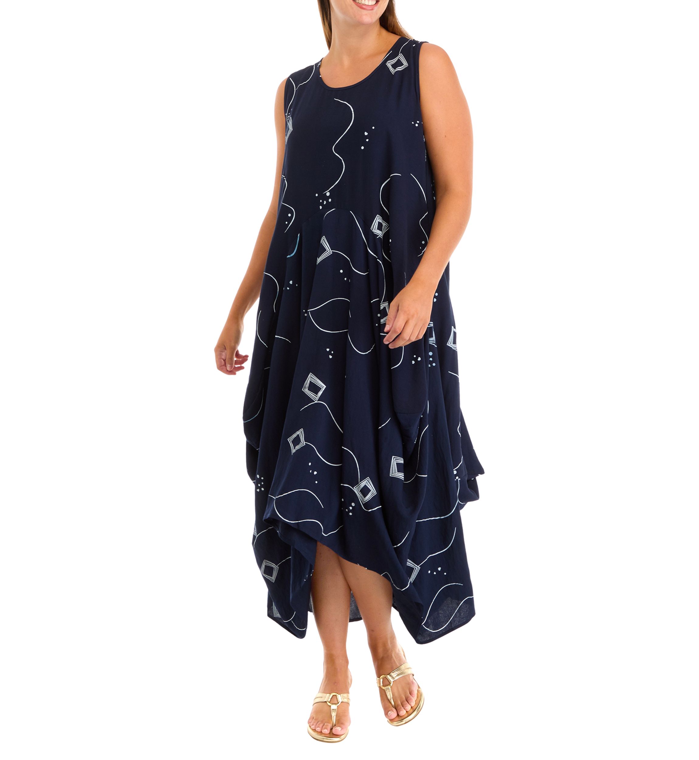 Womens Printed  Gathered Dress