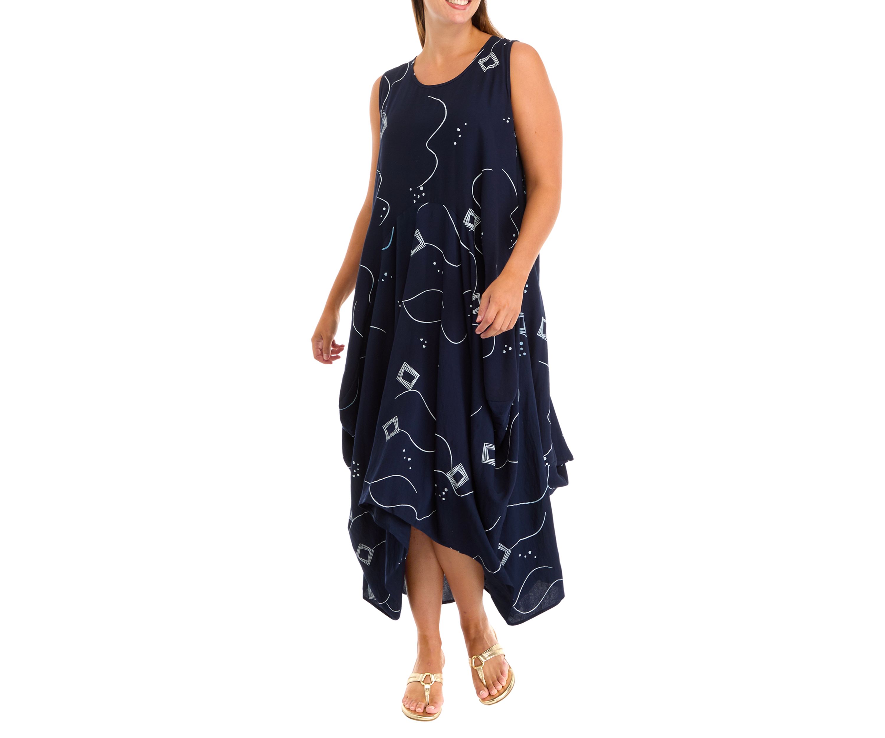 Womens Printed  Gathered Dress