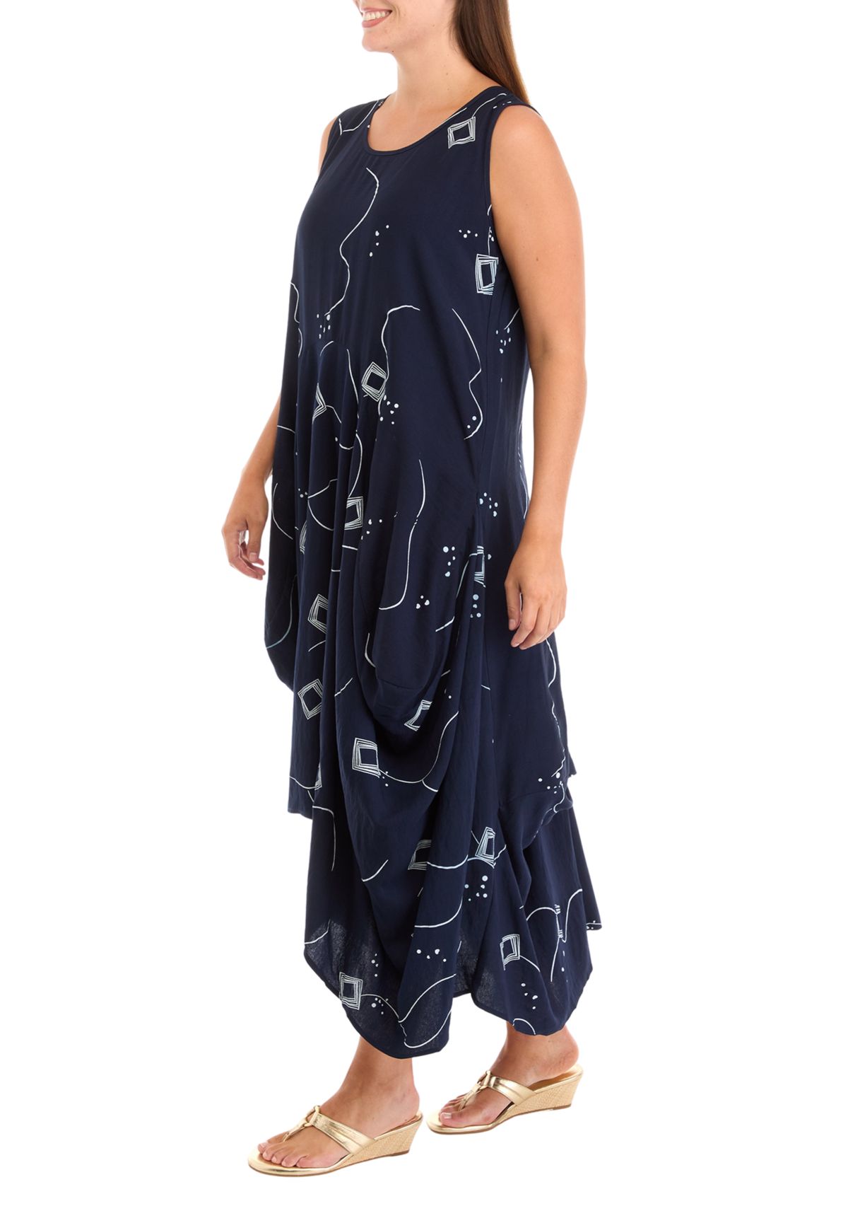 Womens Printed  Gathered Dress
