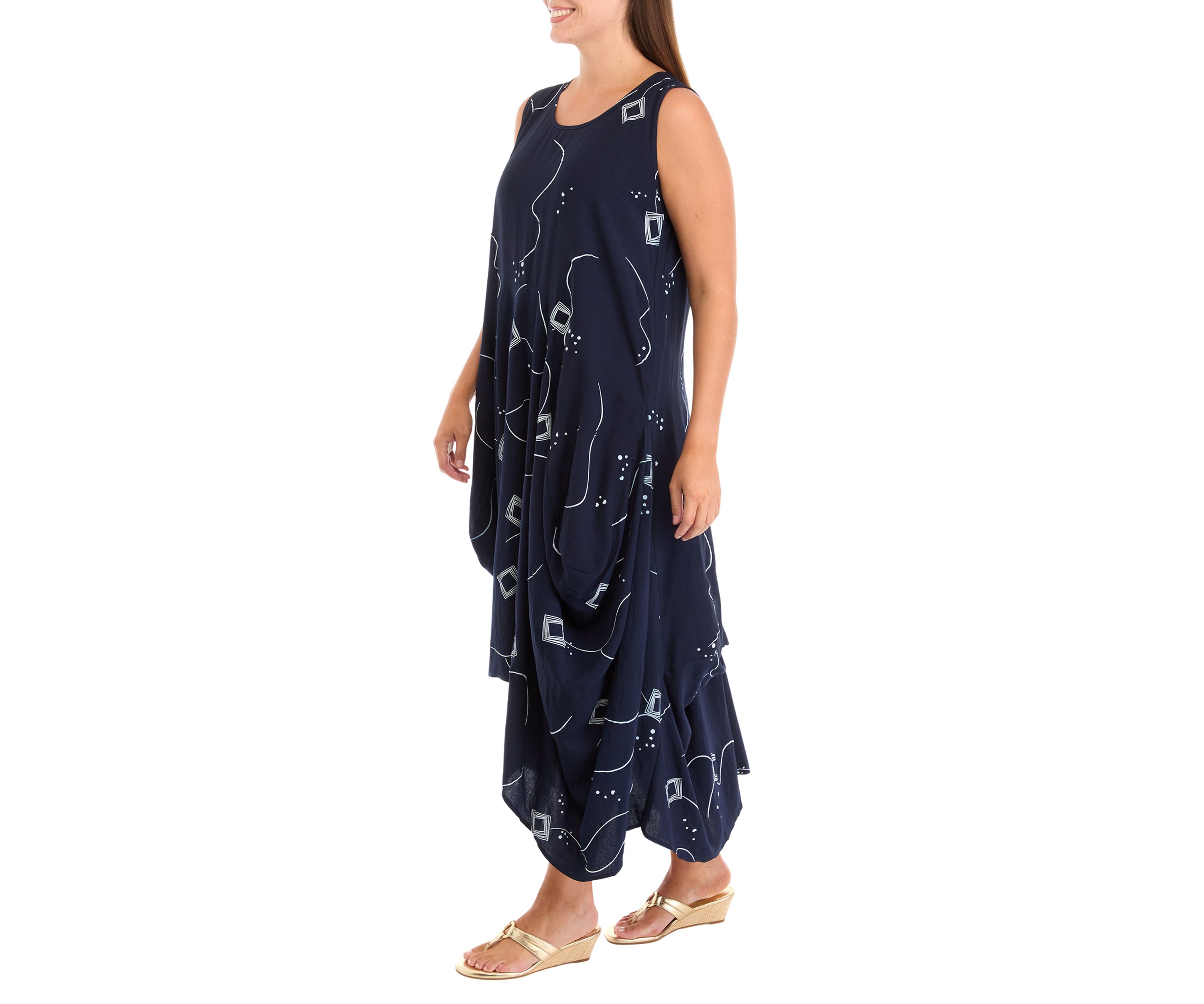 Womens Printed  Gathered Dress