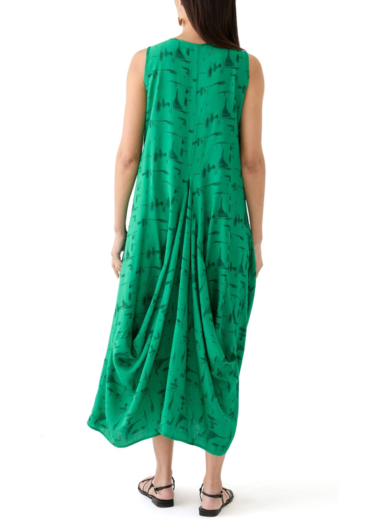 Womens Sleeveless Printed Midi Dress
