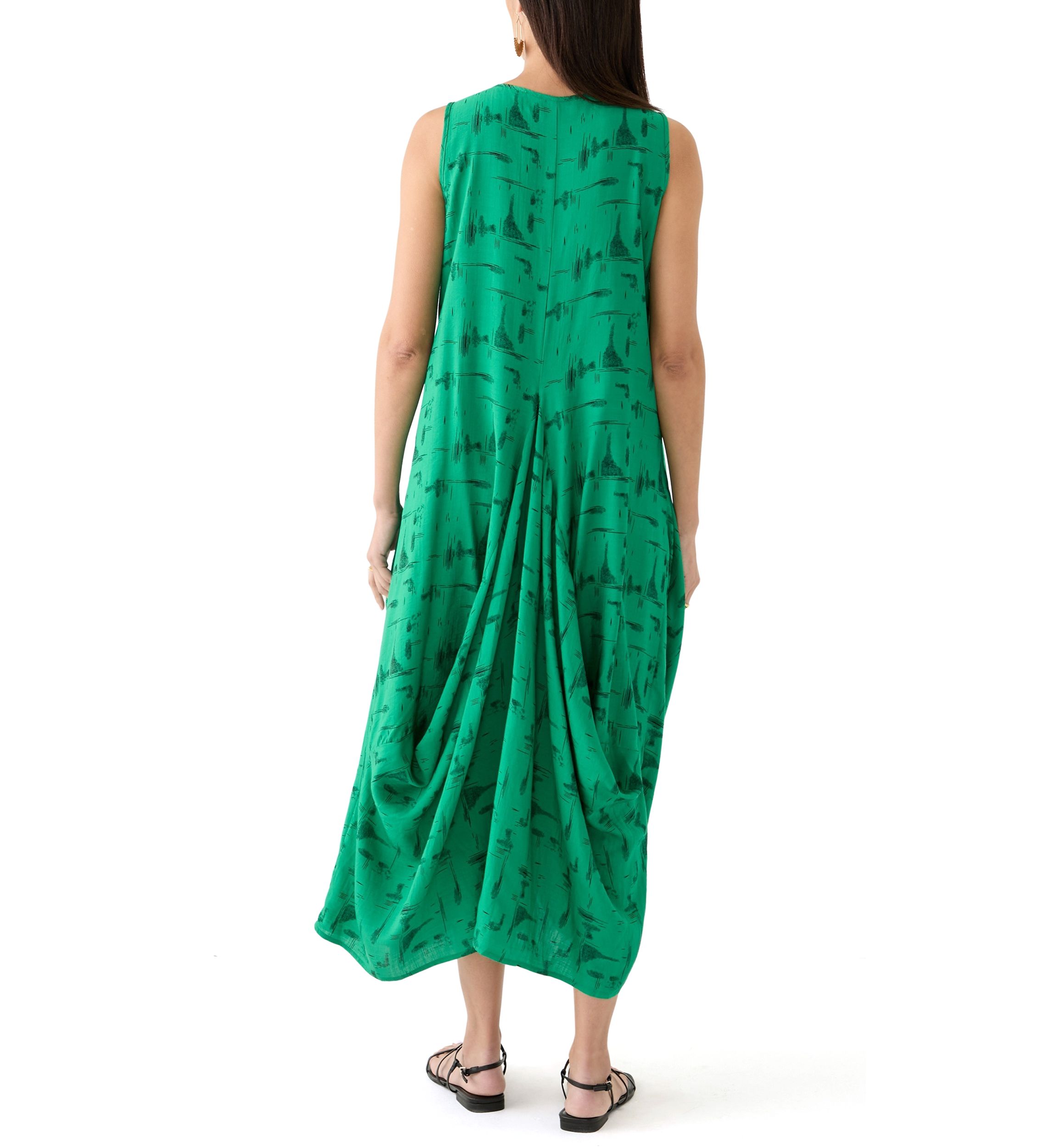 Womens Sleeveless Printed Midi Dress