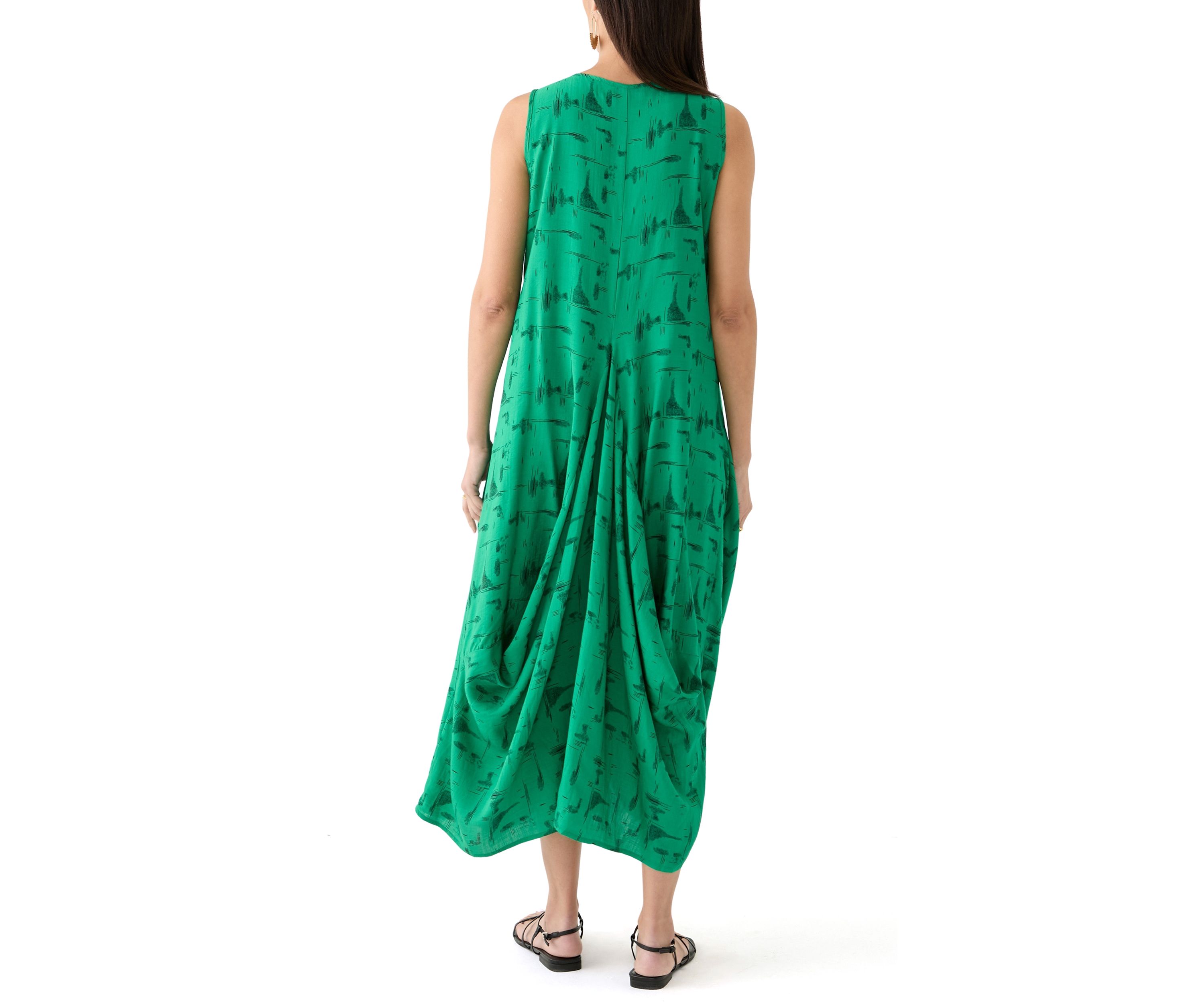 Womens Sleeveless Printed Midi Dress