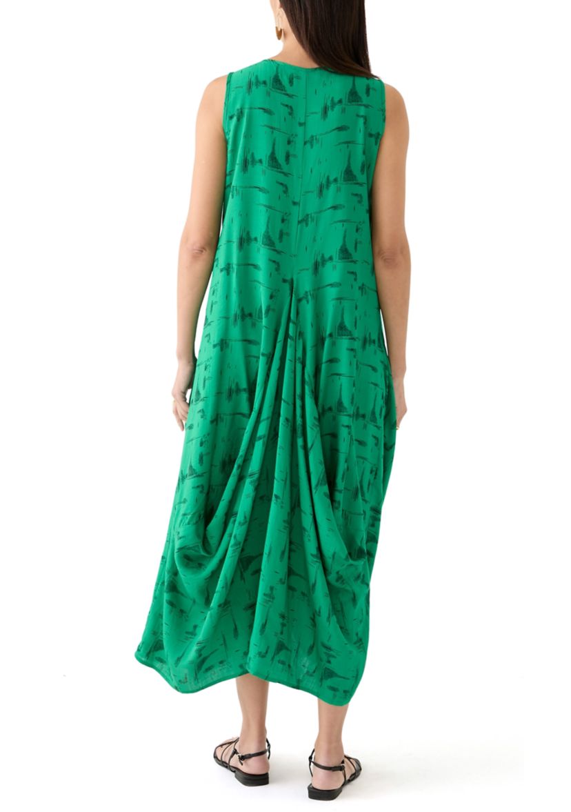 Womens Sleeveless Printed Midi Dress