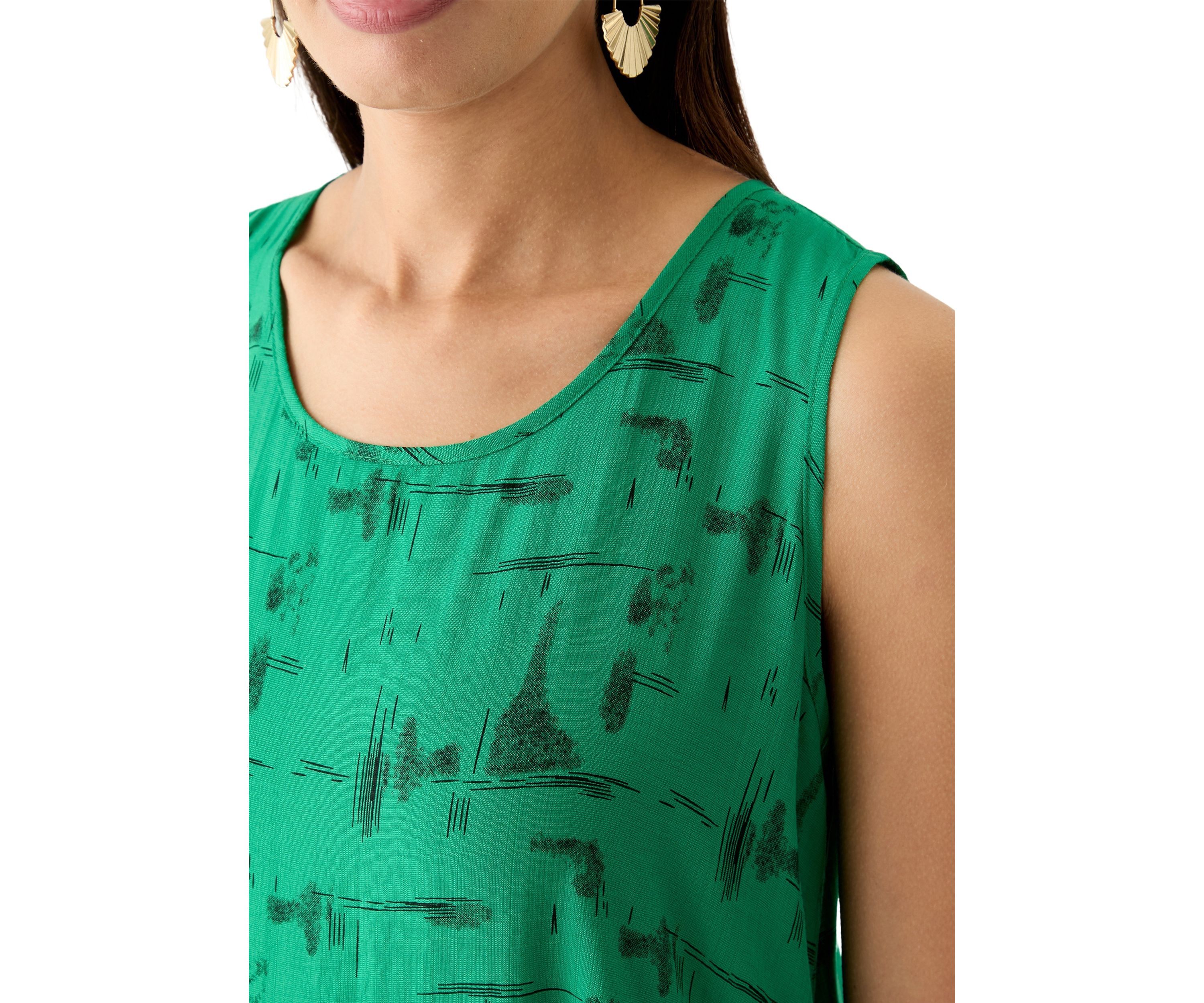 Womens Sleeveless Printed Midi Dress
