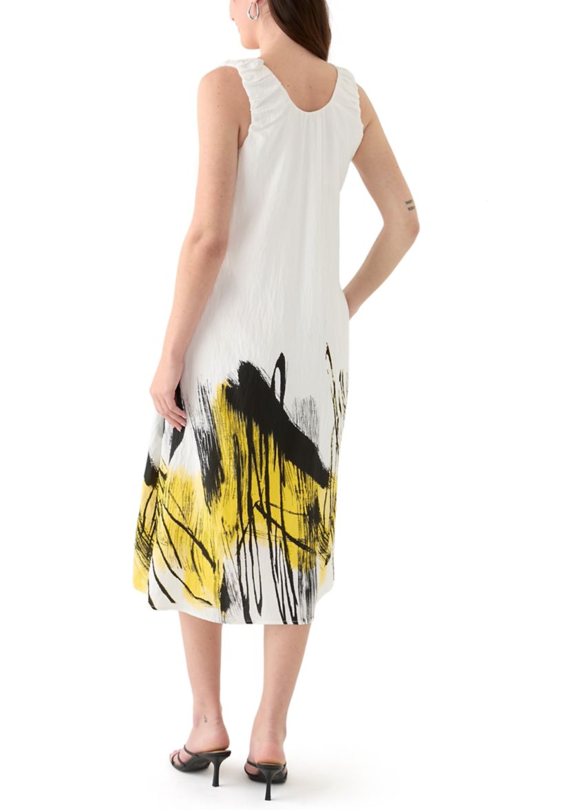 Womens Scoop Neck Sleeveless Printed Midi Dress
