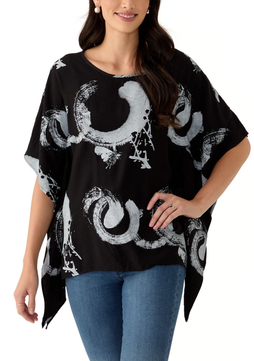 Womens Asymmetric Hem Printed Blouse