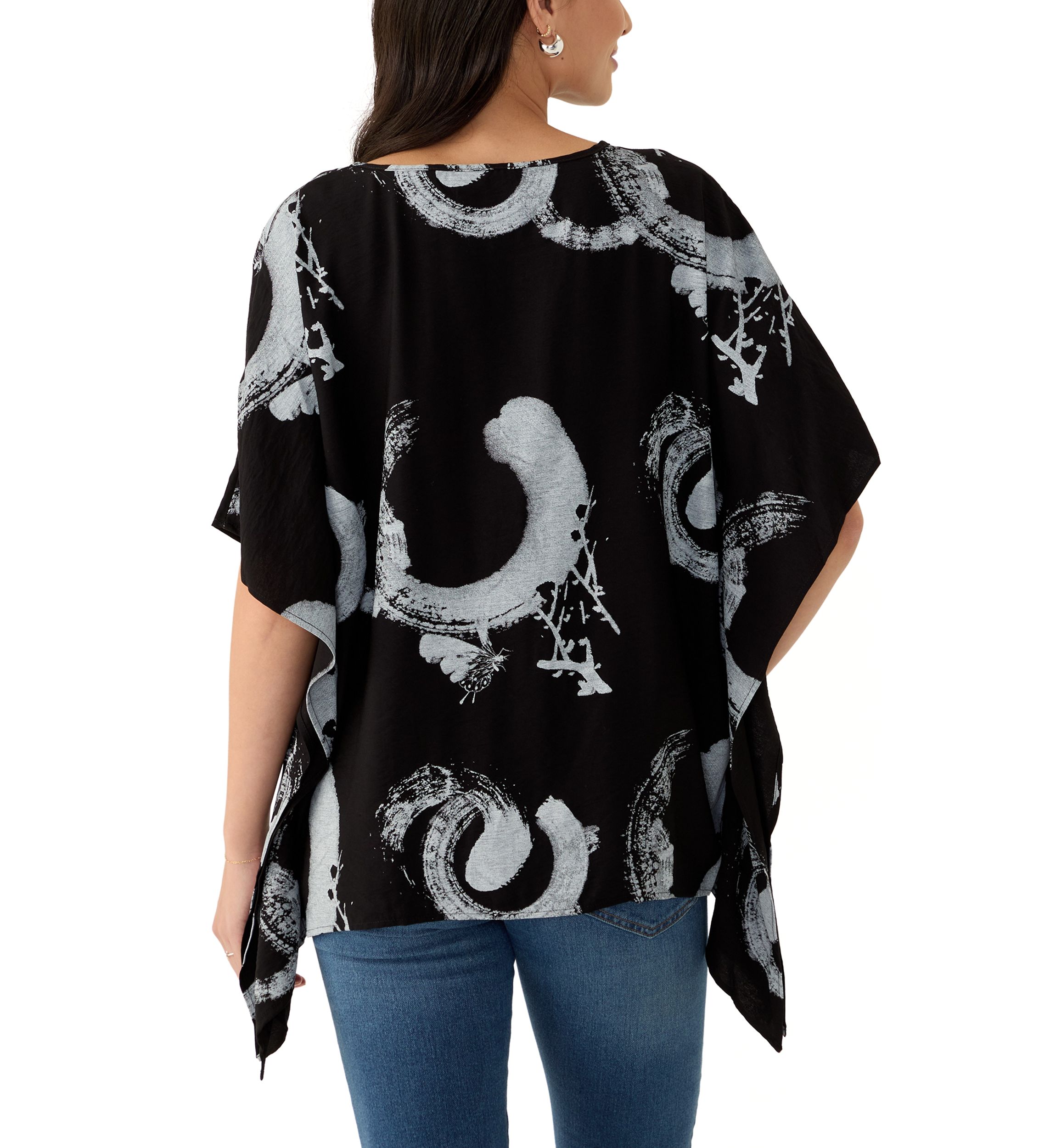 Womens Asymmetric Hem Printed Blouse