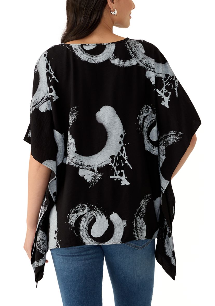 Womens Asymmetric Hem Printed Blouse