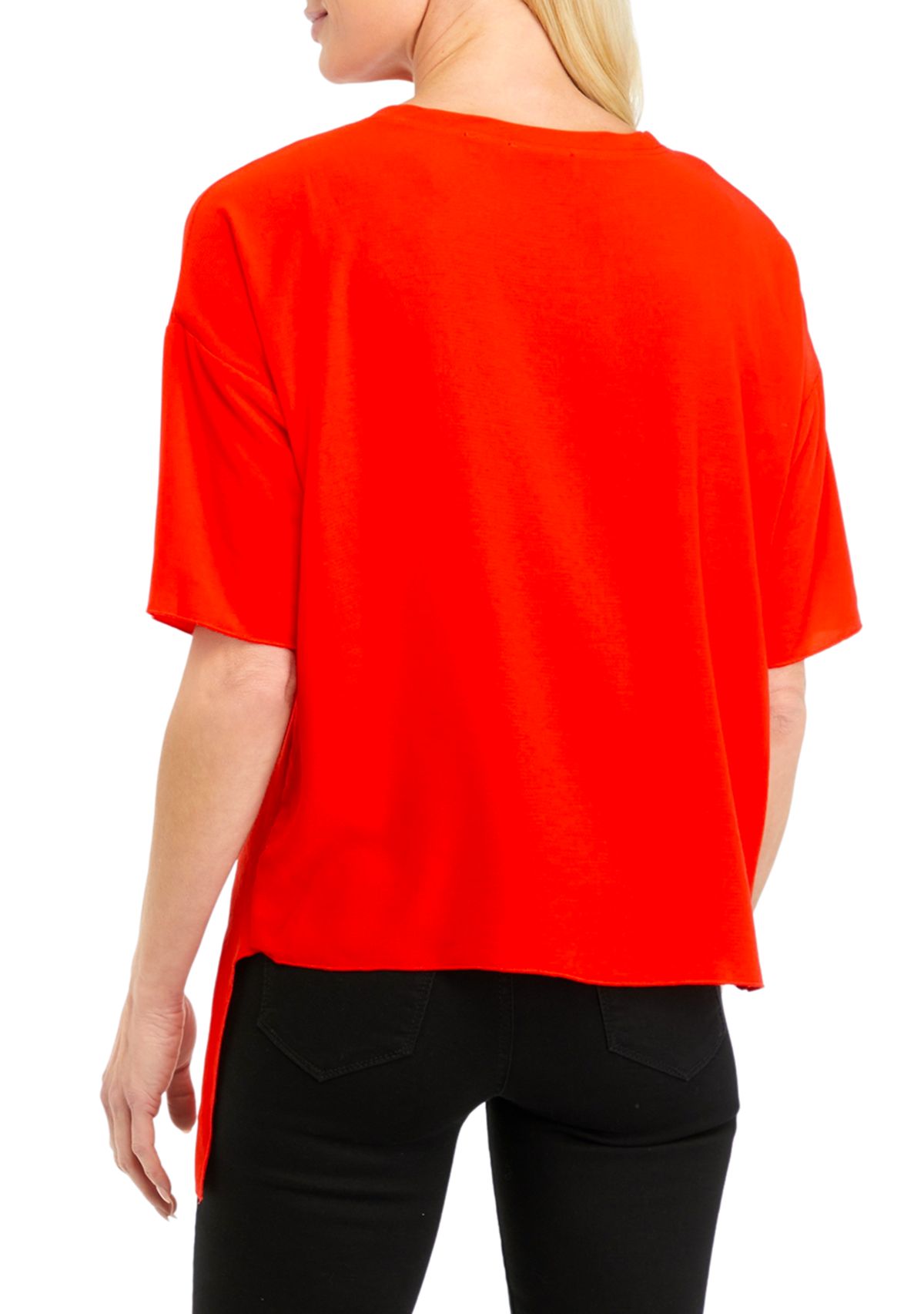 Womens Solid Asymmetrical Blouse