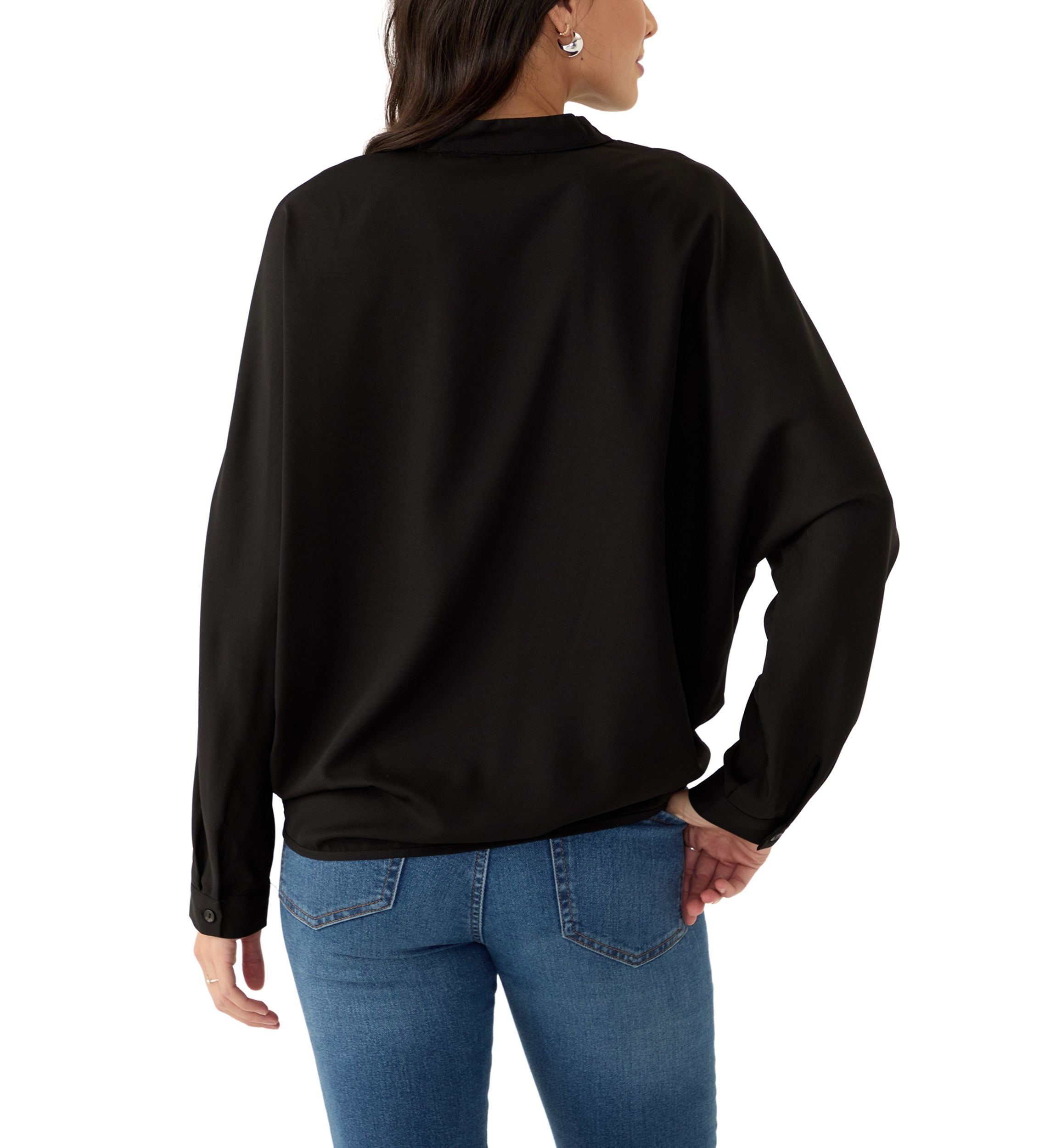 Womens Split Neck Button Front Blouse