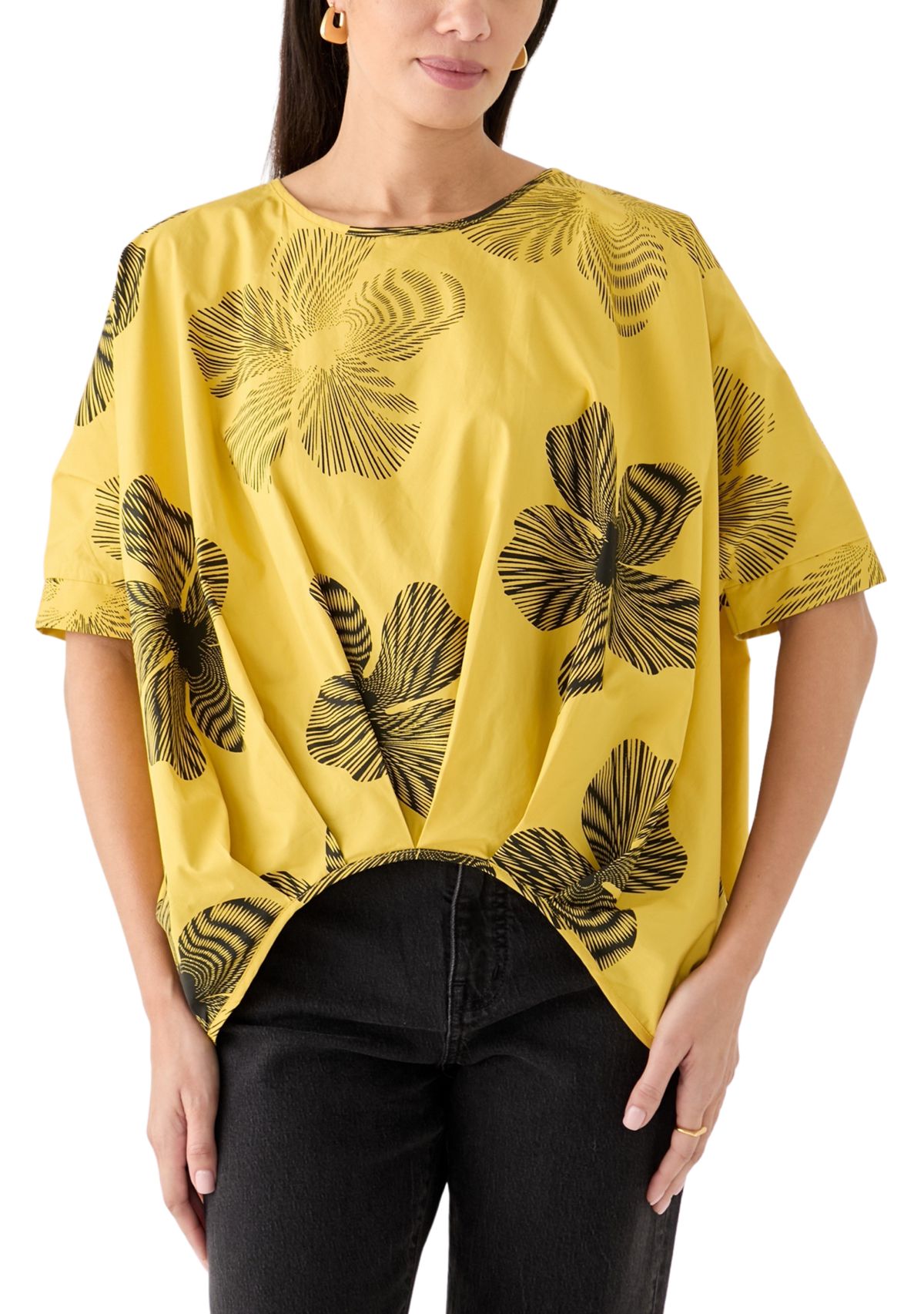 Womens Step Hem Printed Blouse