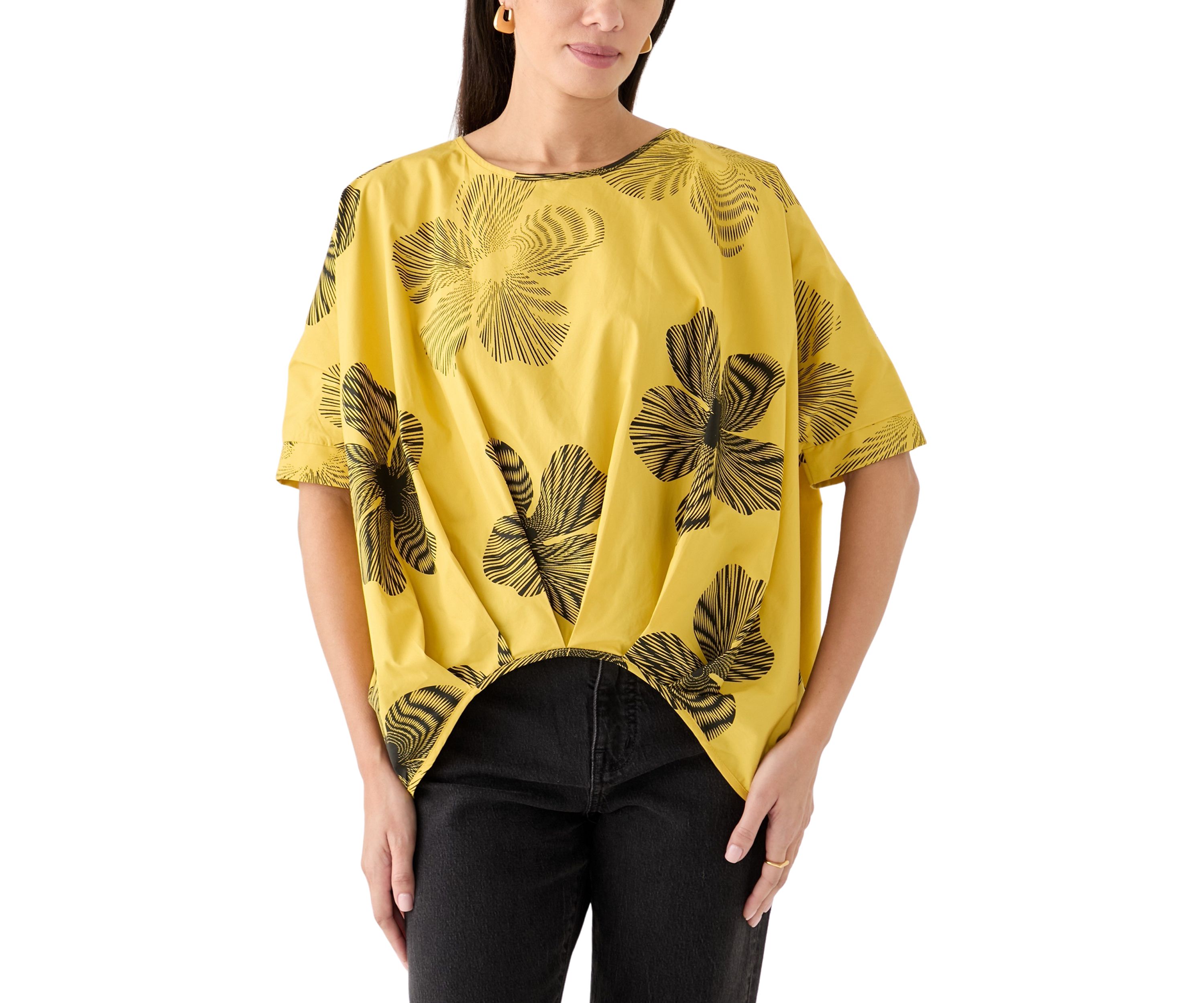 Womens Step Hem Printed Blouse