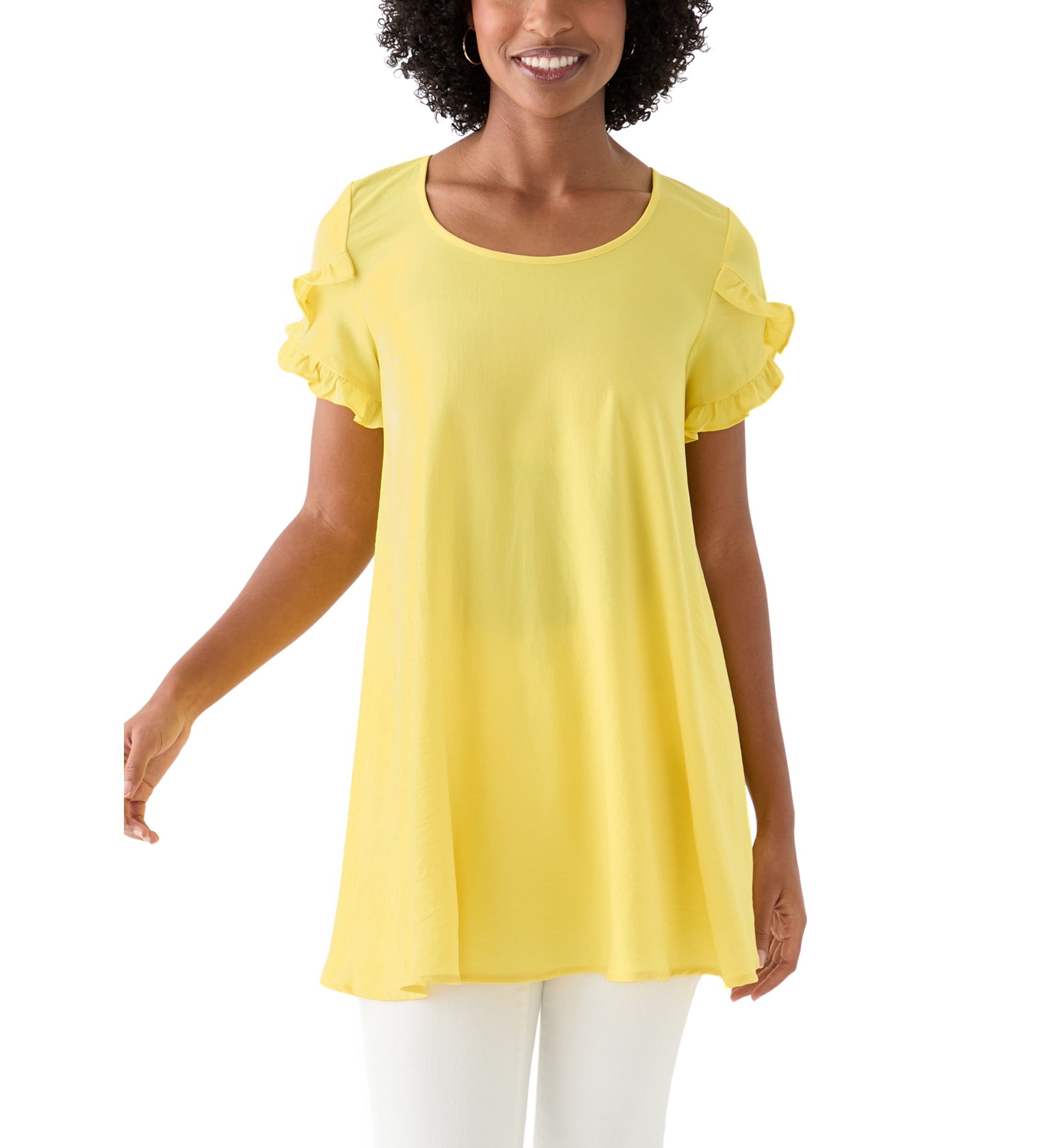 Womens Scoop Neck Short Sleeve Long Top