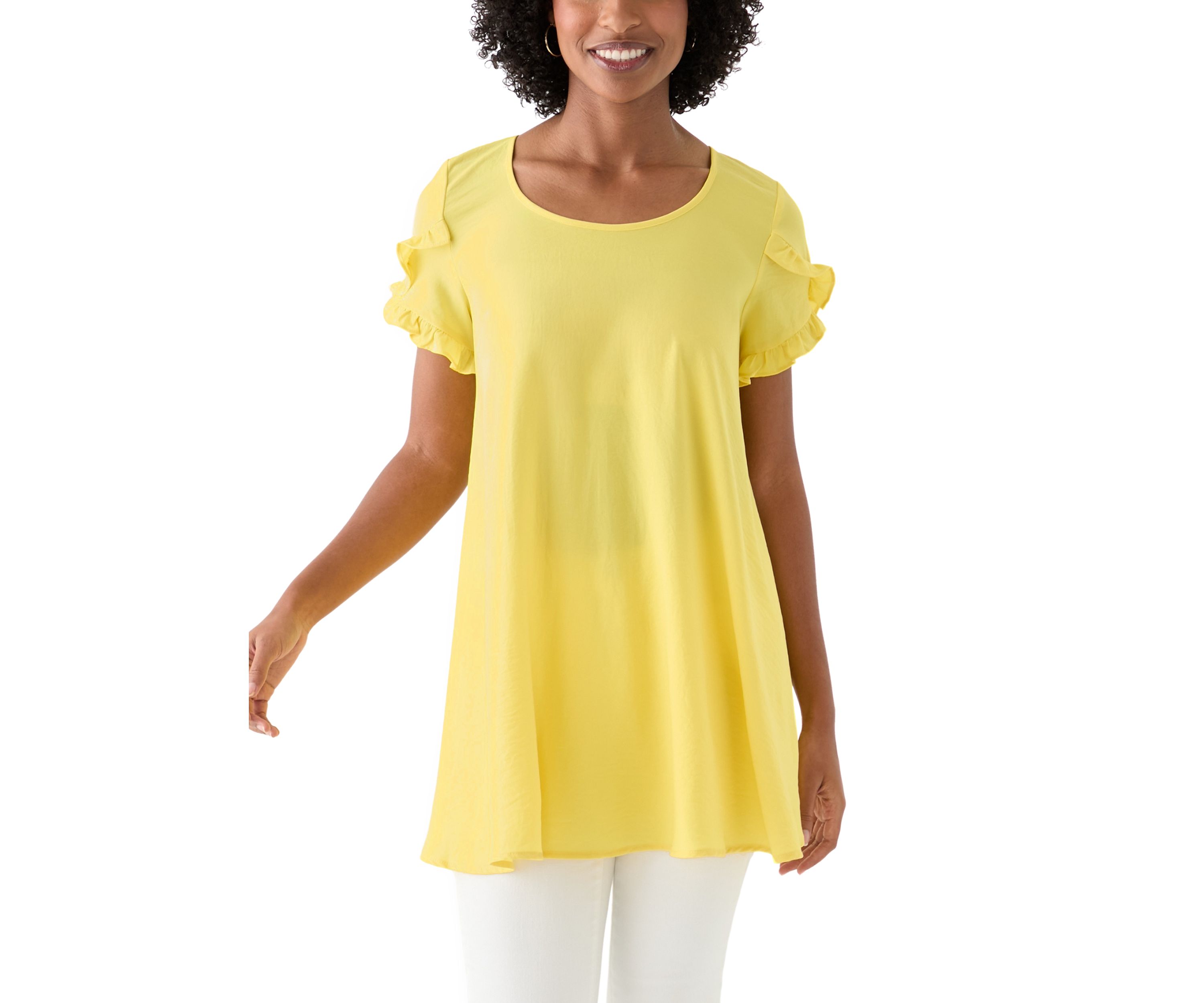 Womens Scoop Neck Short Sleeve Long Top