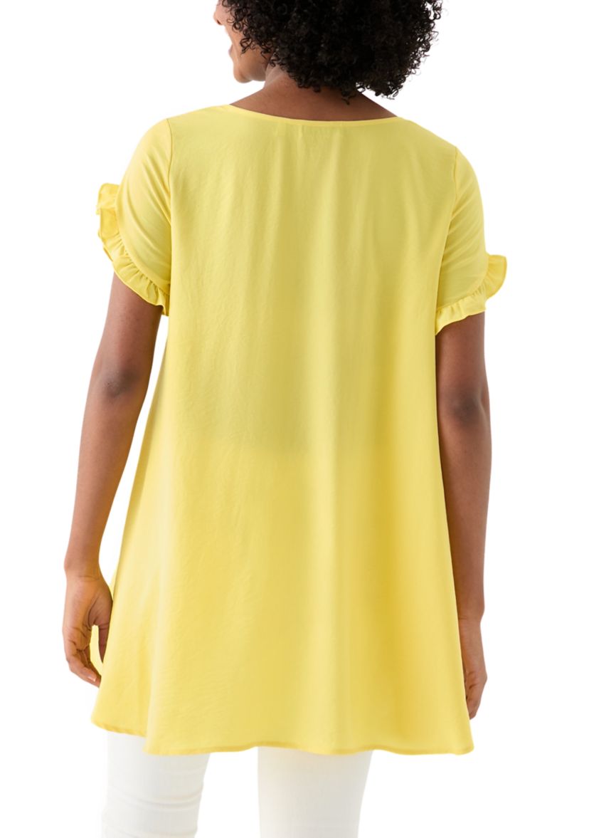 Womens Scoop Neck Short Sleeve Long Top