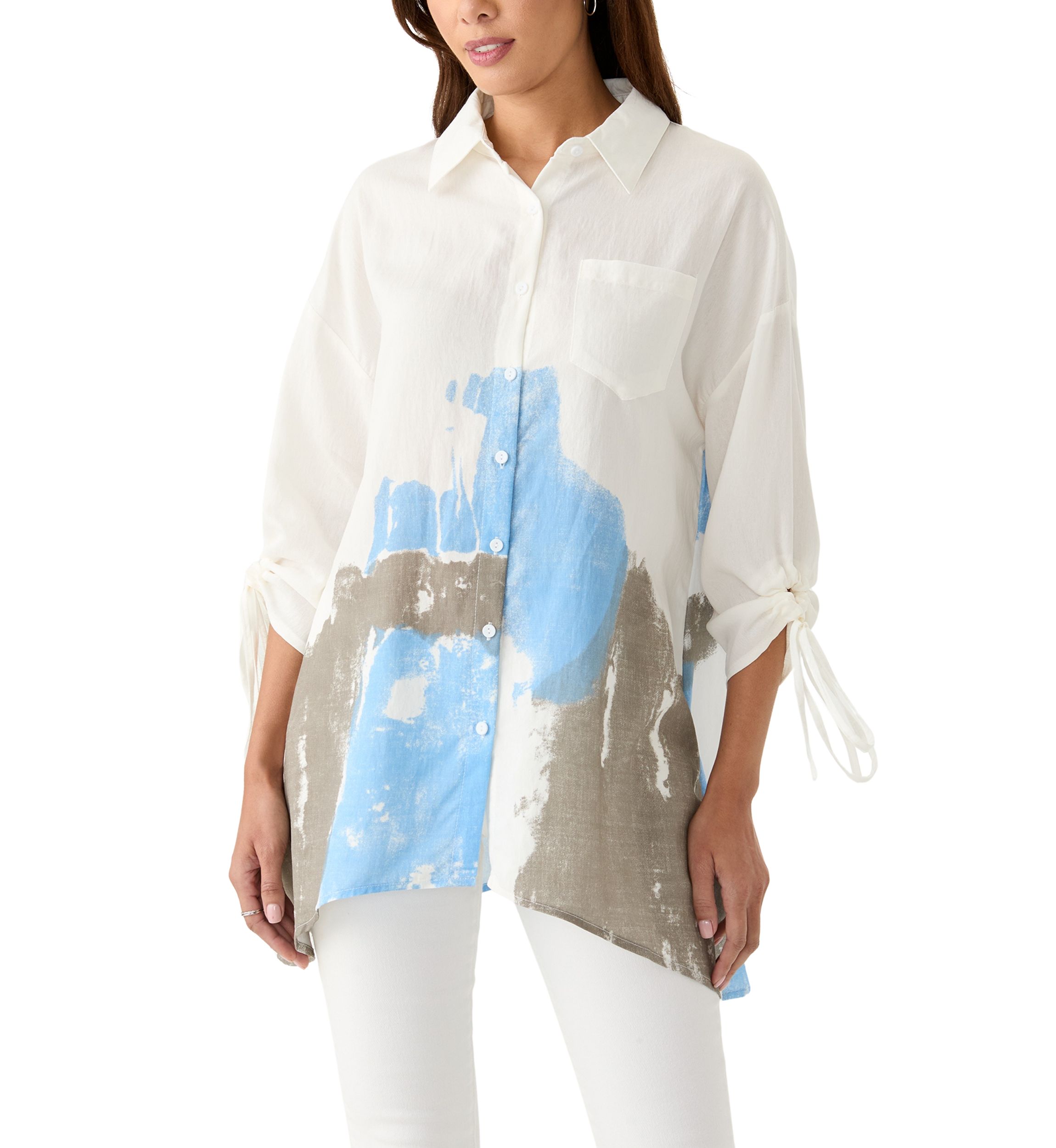 Womens Printed Button Down Top