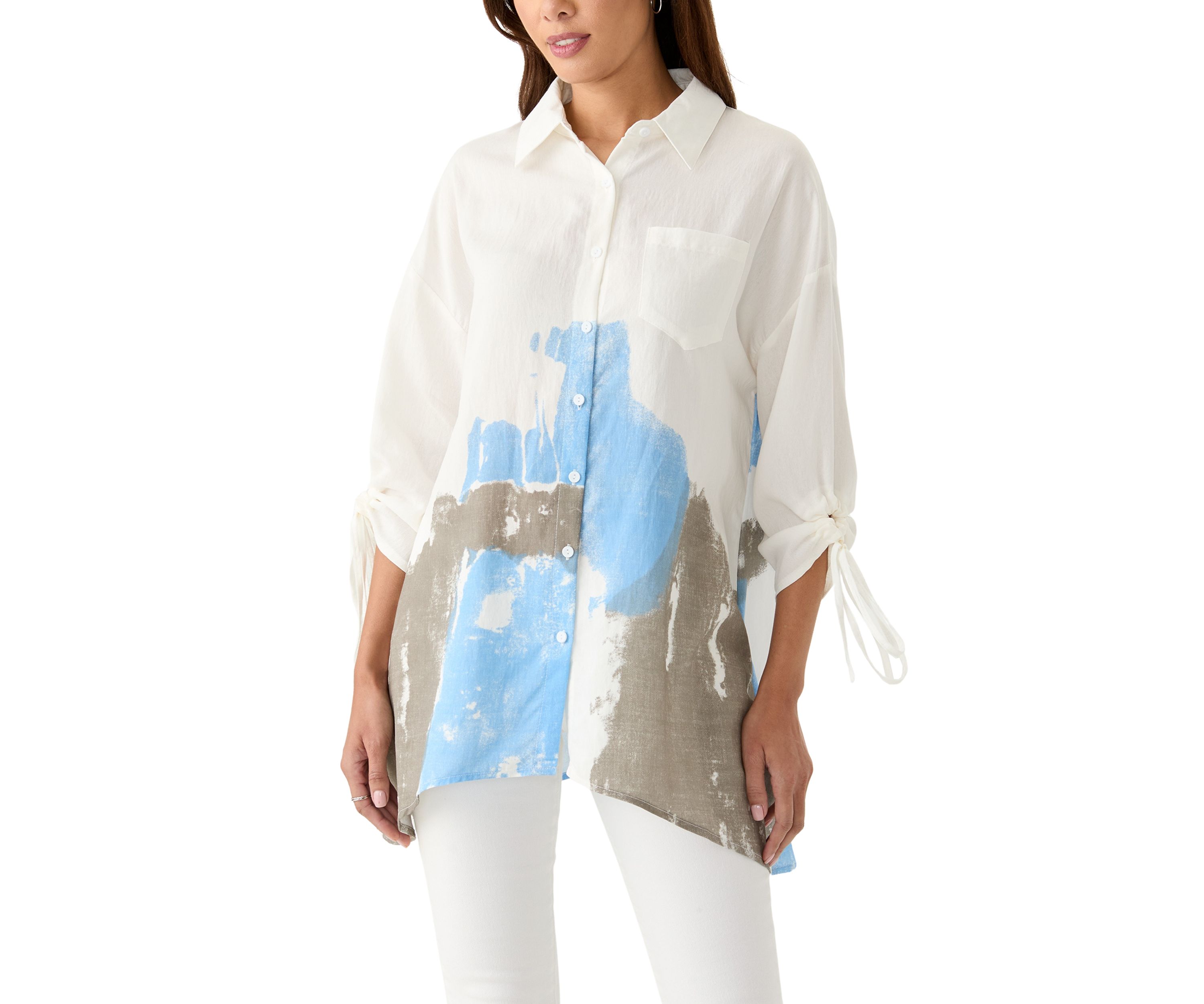 Womens Printed Button Down Top