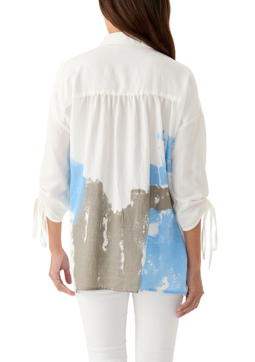 Womens Printed Button Down Top