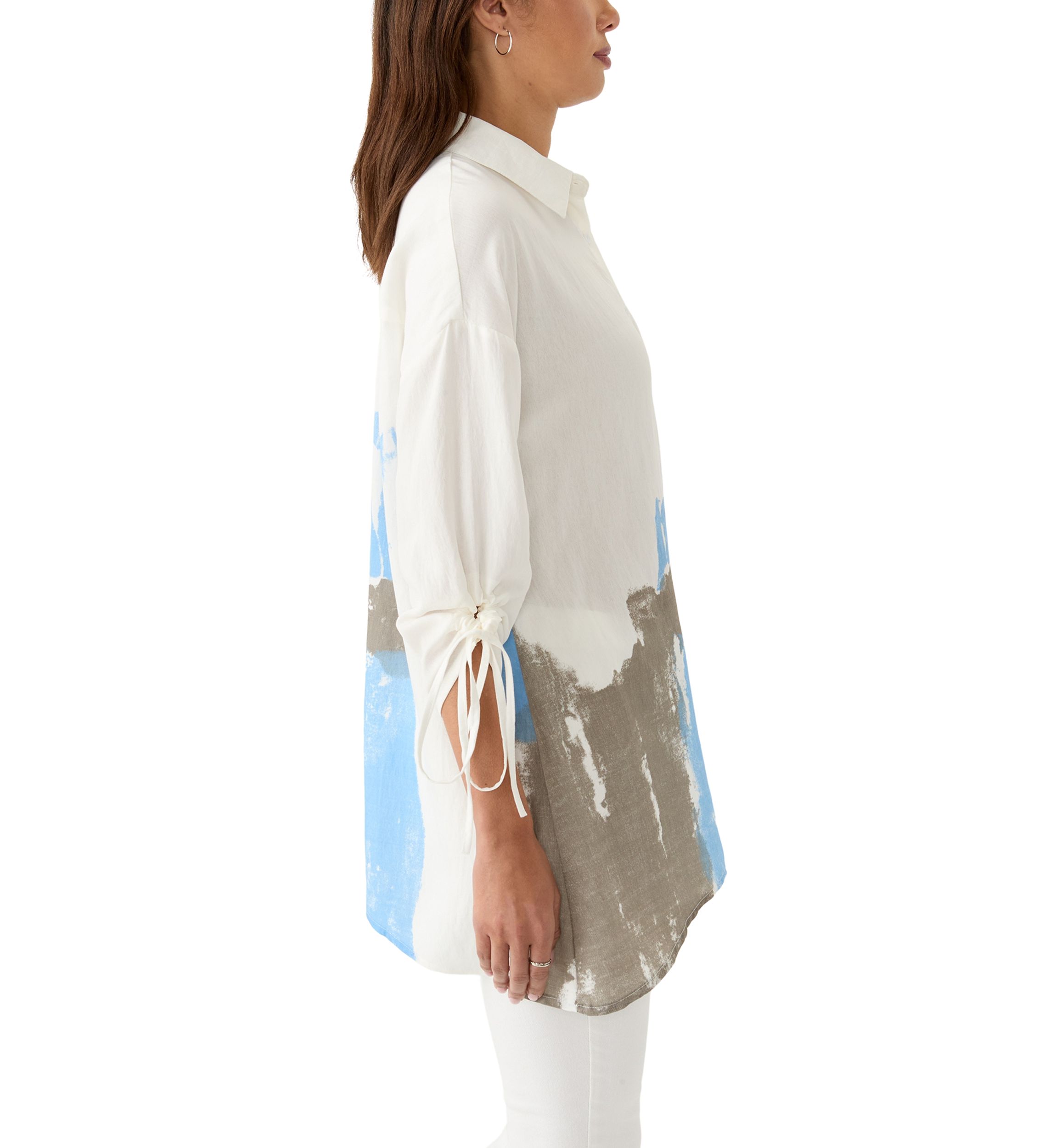 Womens Printed Button Down Top