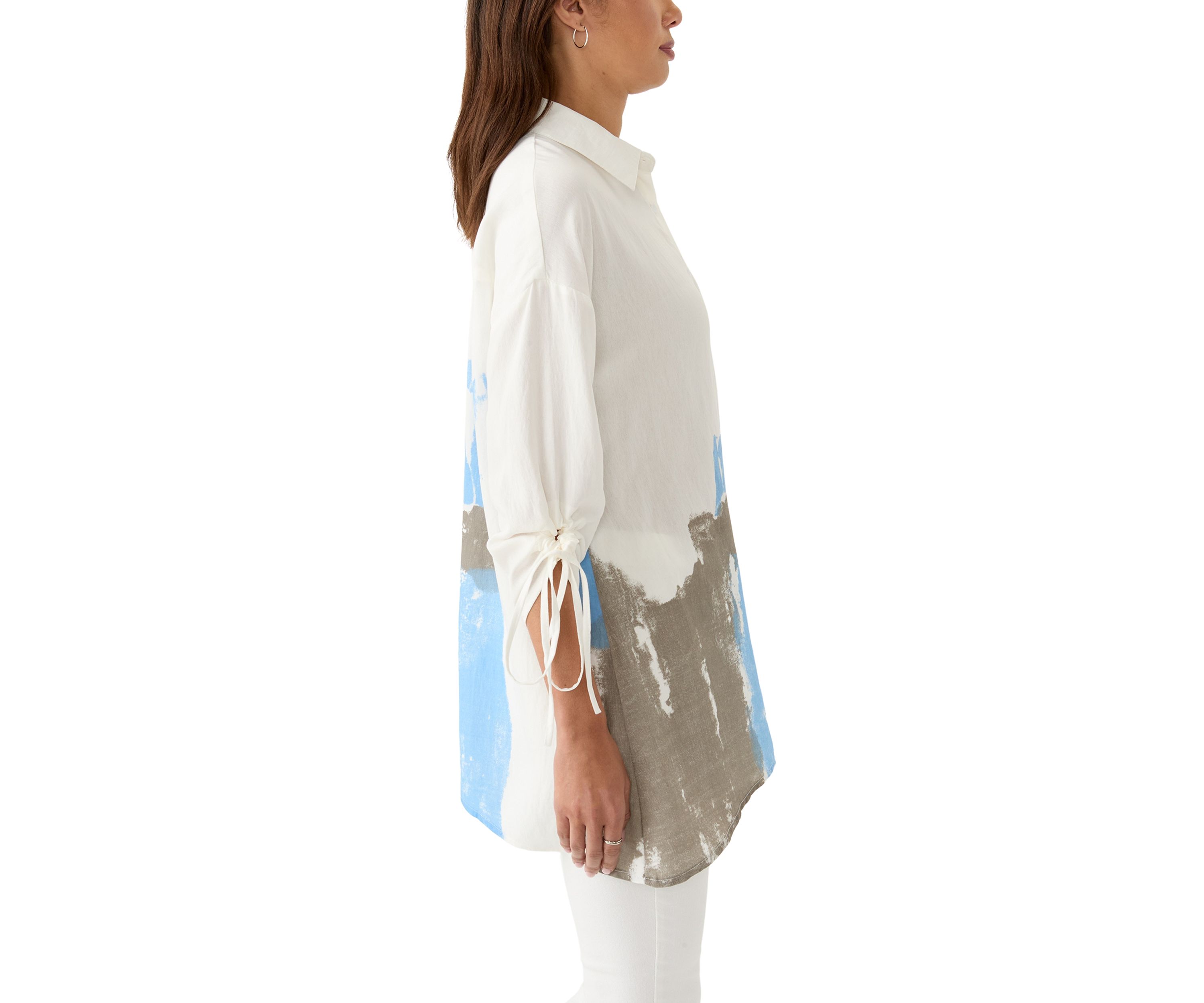 Womens Printed Button Down Top
