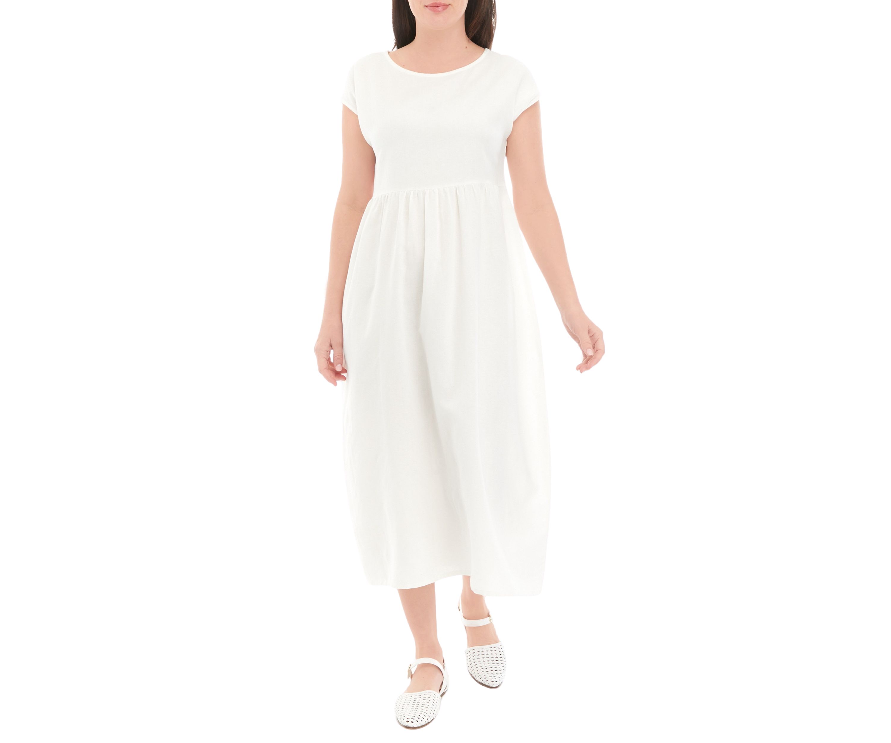 Womens Short Sleeve Long Solid Dress