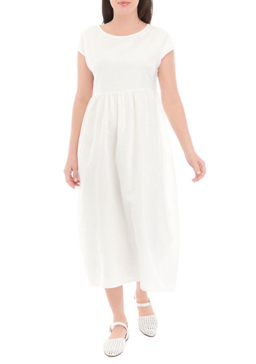 Womens Short Sleeve Long Solid Dress