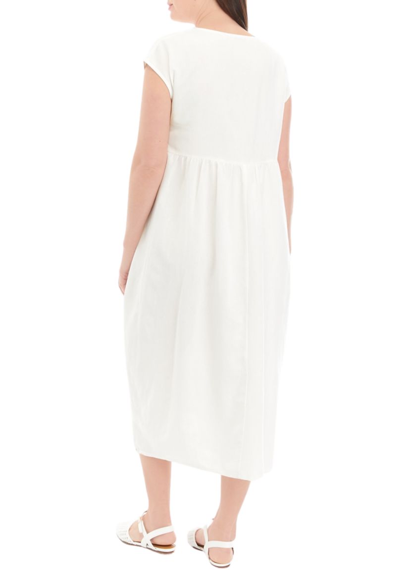 Womens Short Sleeve Long Solid Dress