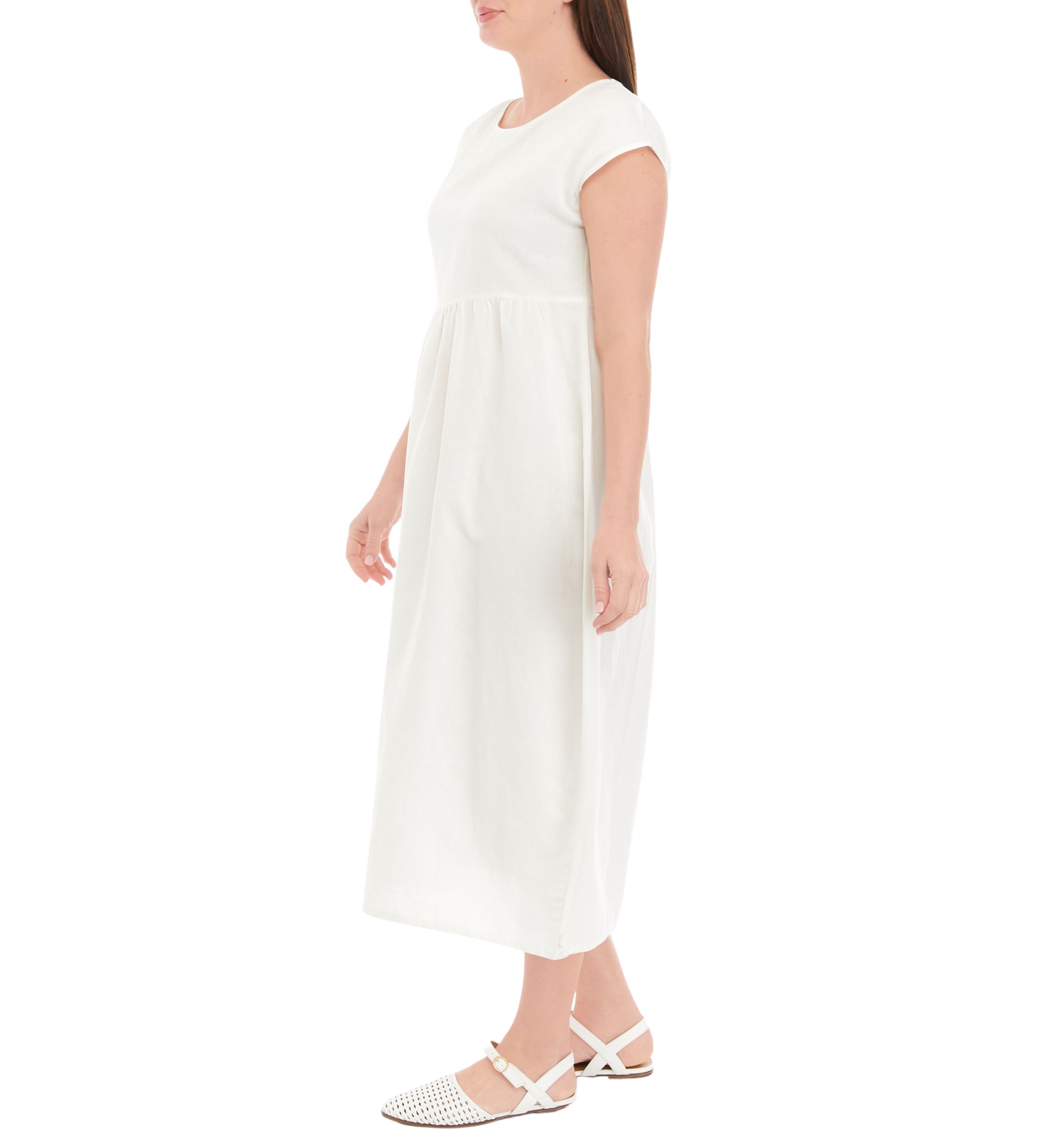 Womens Short Sleeve Long Solid Dress
