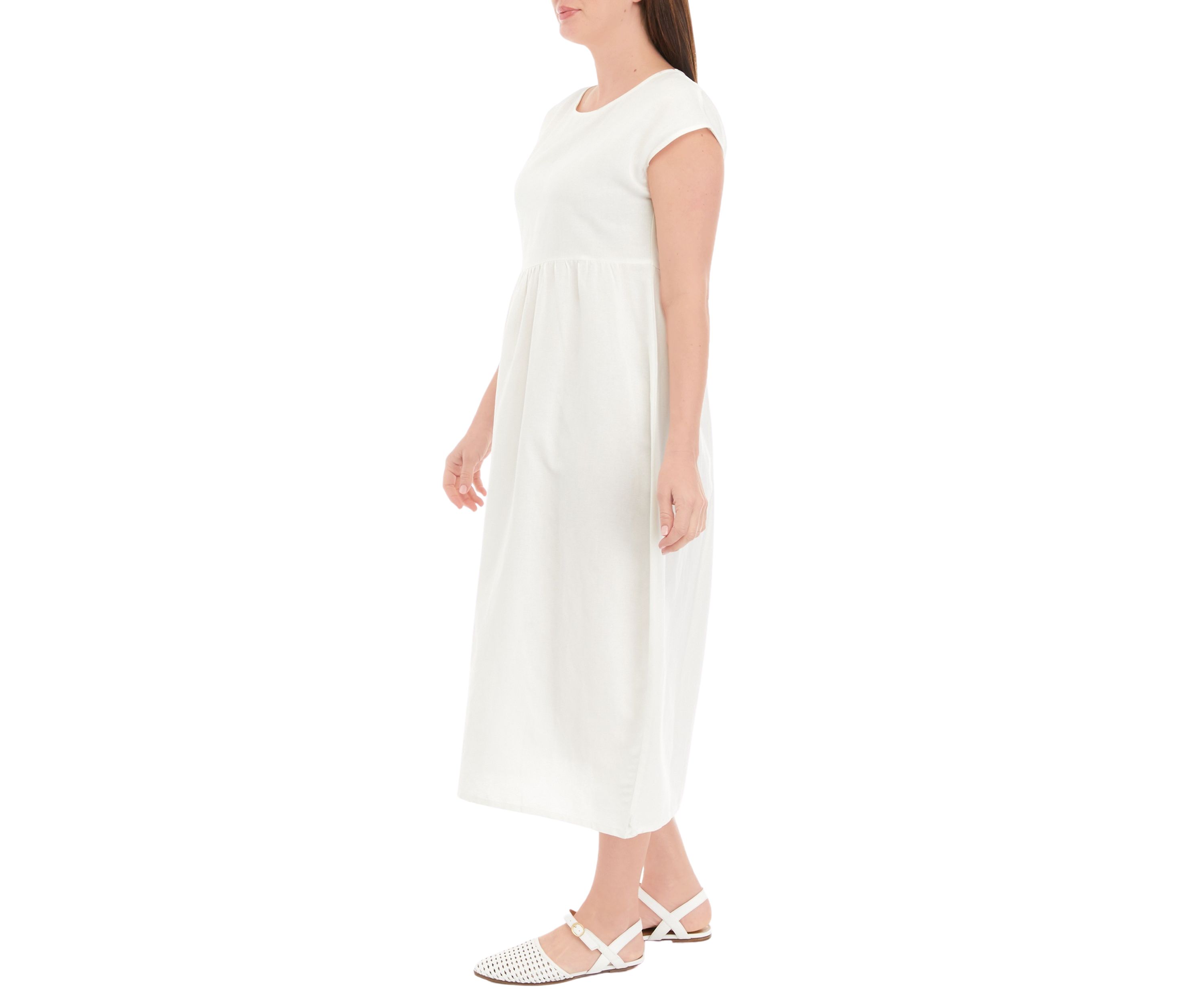 Womens Short Sleeve Long Solid Dress