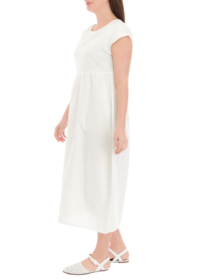 Womens Short Sleeve Long Solid Dress