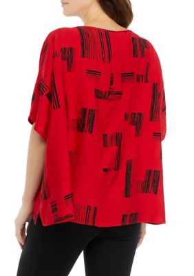 Women's Short Sleeve Paint Strike Print Blouse