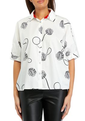 Women's Printed Button Down Top