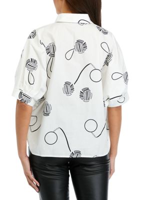 Women's Printed Button Down Top