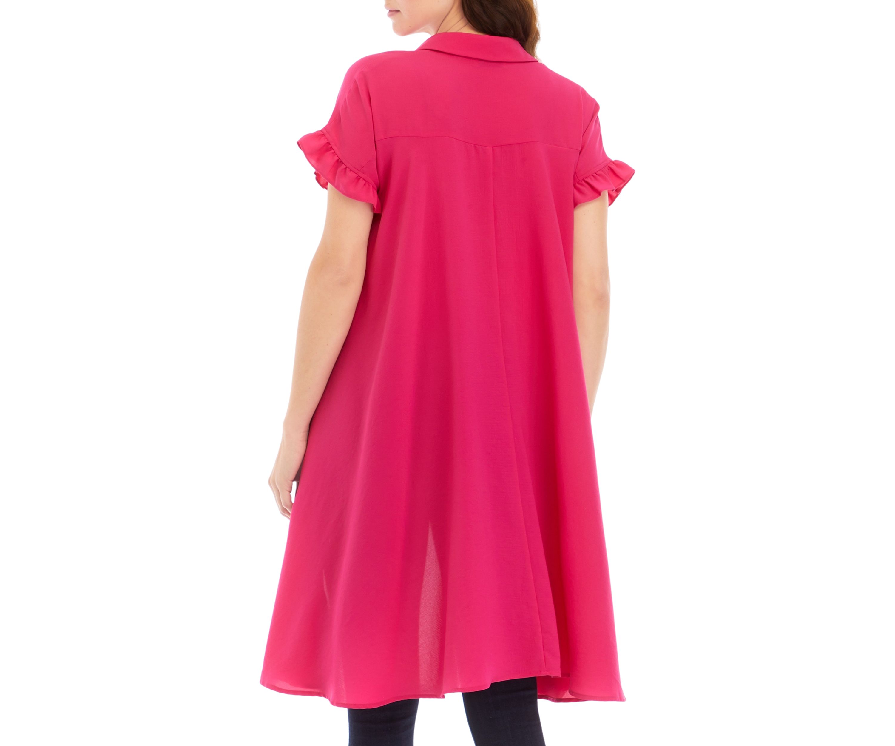 Womens High Low Flutter Sleeve Blouse