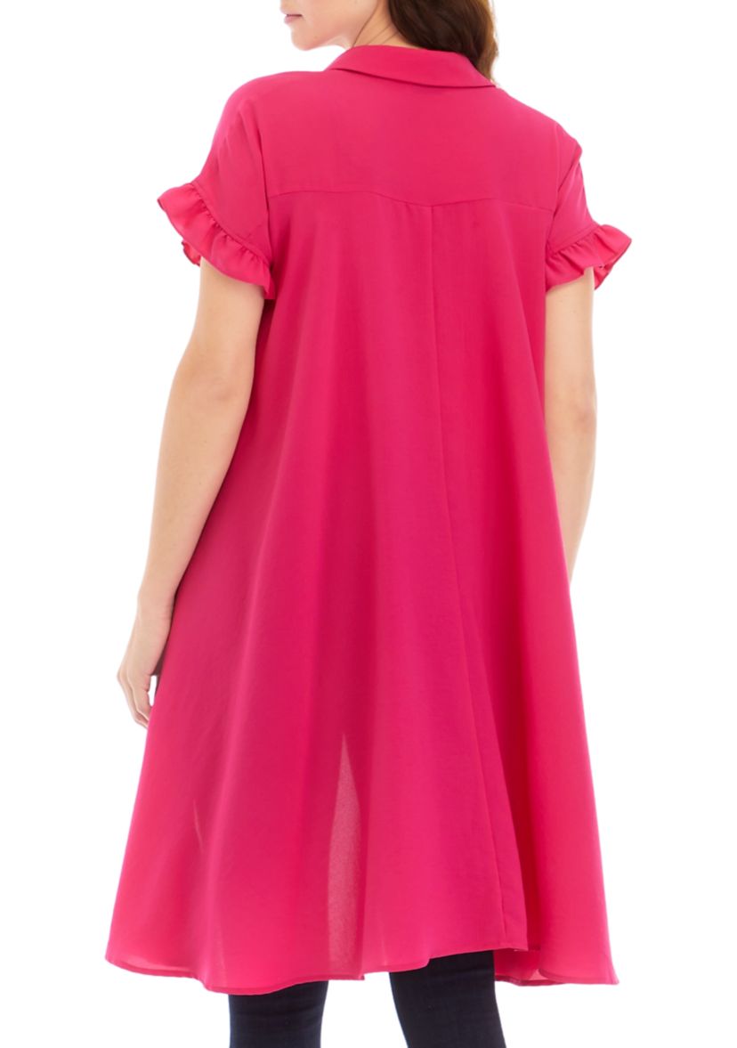 Womens High Low Flutter Sleeve Blouse