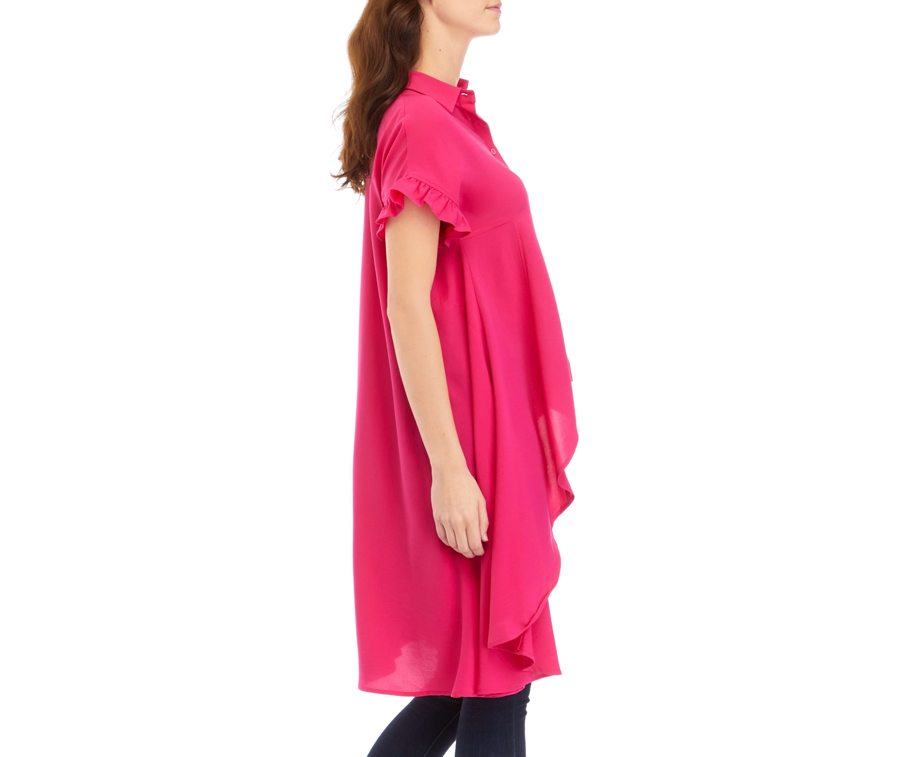 Womens High Low Flutter Sleeve Blouse