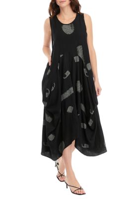 Women's Side Gathered Printed Midi Dress